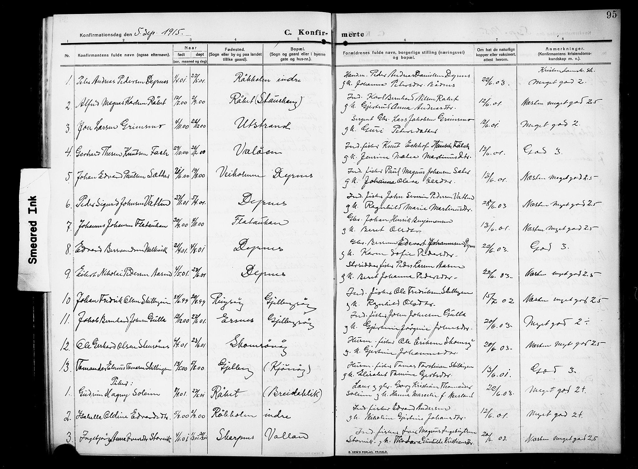 Ministerialprotokoller, klokkerbøker og fødselsregistre - Møre og Romsdal, SAT/A-1454/582/L0949: Klokkerbok nr. 582C01, 1909-1925, s. 95