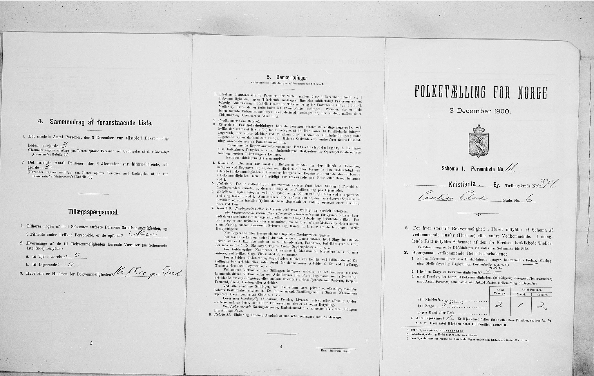 SAO, Folketelling 1900 for 0301 Kristiania kjøpstad, 1900, s. 71022