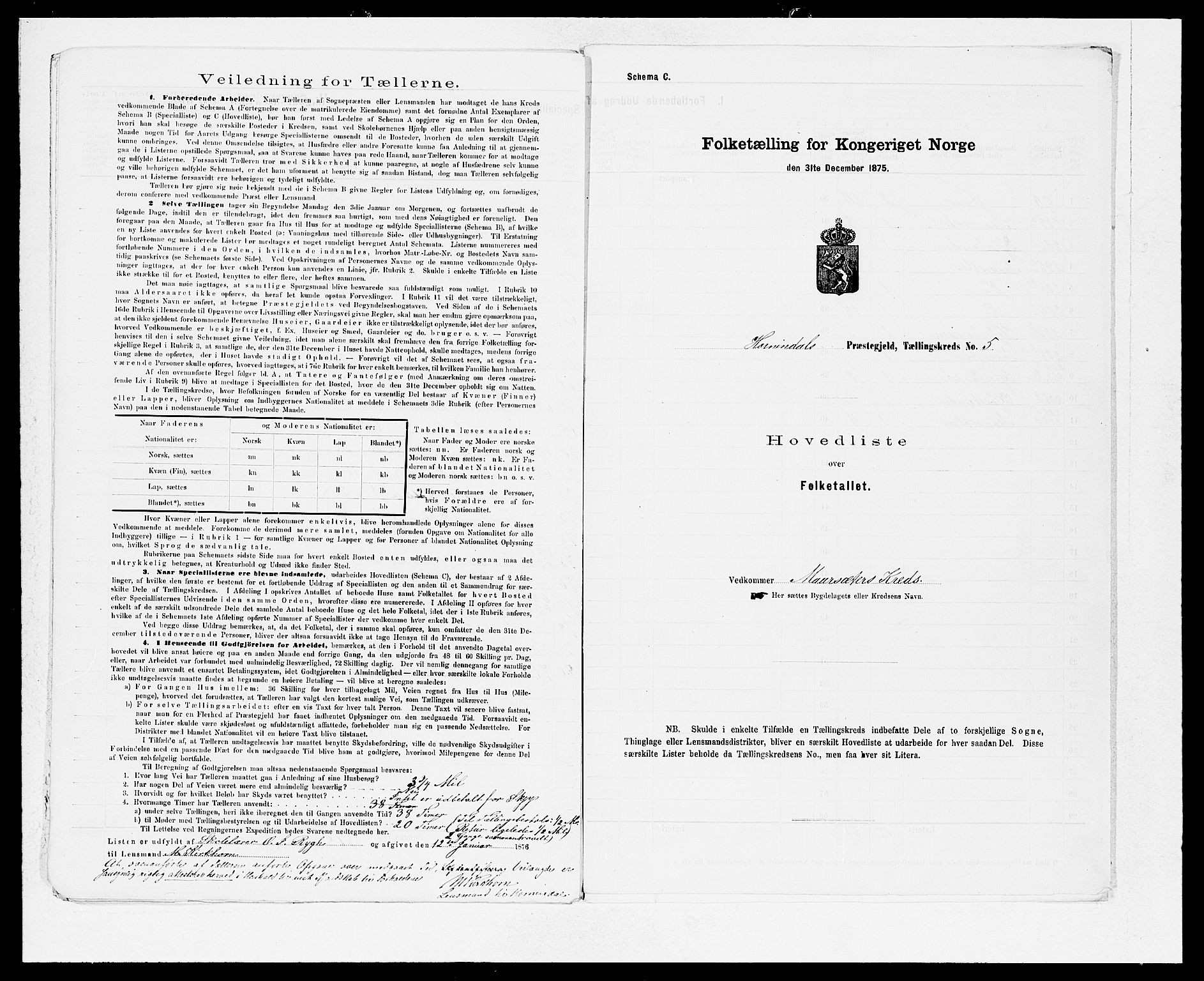 SAB, Folketelling 1875 for 1444P Hornindal prestegjeld, 1875, s. 10