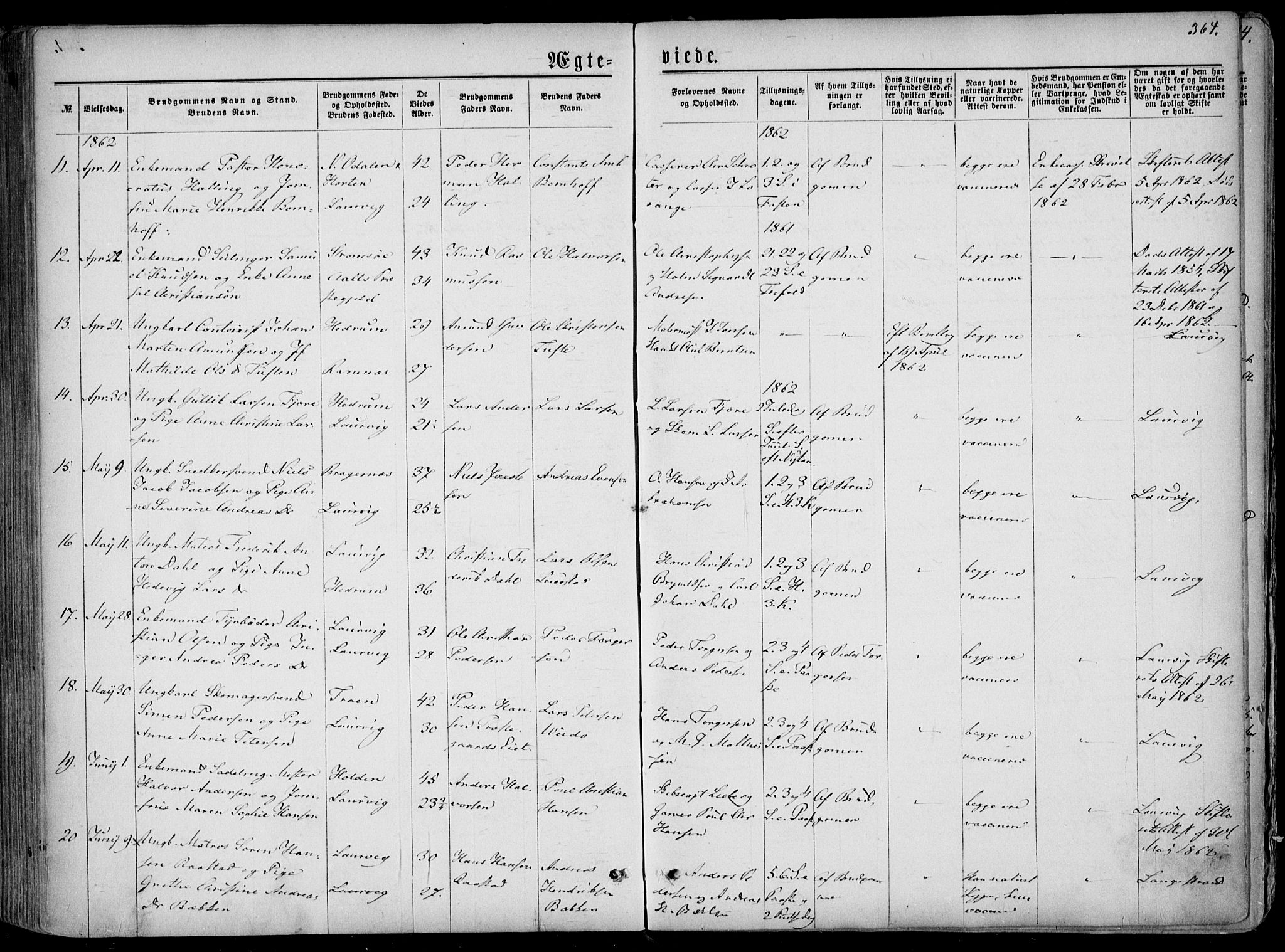 Larvik kirkebøker, AV/SAKO-A-352/F/Fa/L0004: Ministerialbok nr. I 4, 1856-1870, s. 364