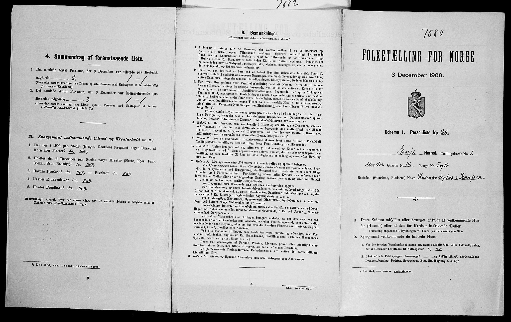 SAK, Folketelling 1900 for 0937 Evje herred, 1900, s. 95