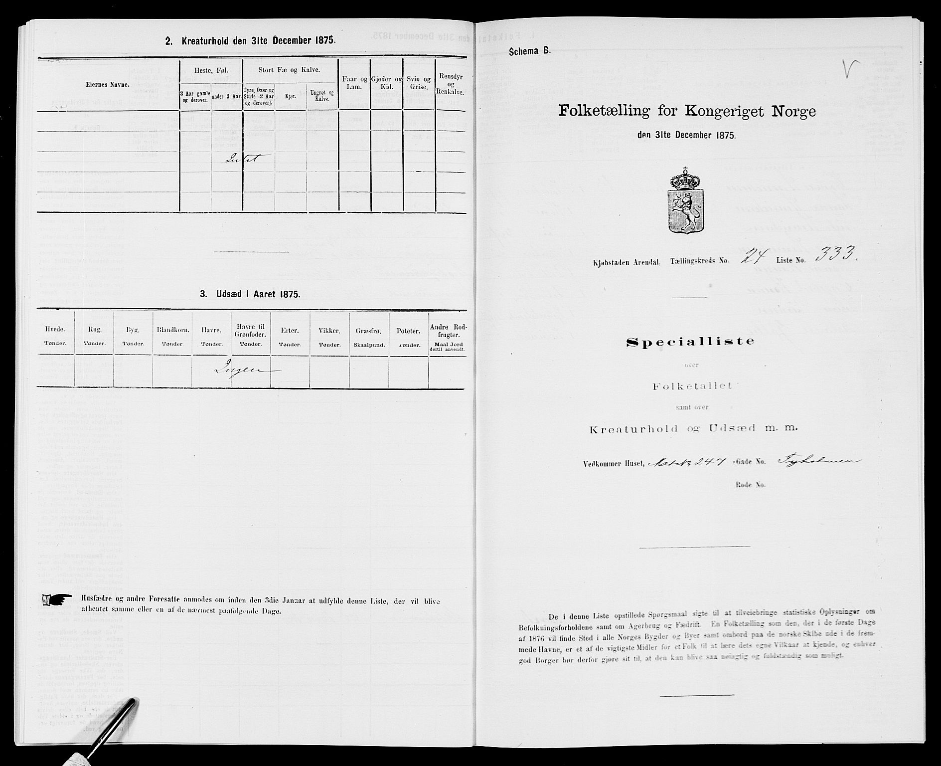 SAK, Folketelling 1875 for 0903P Arendal prestegjeld, 1875, s. 770