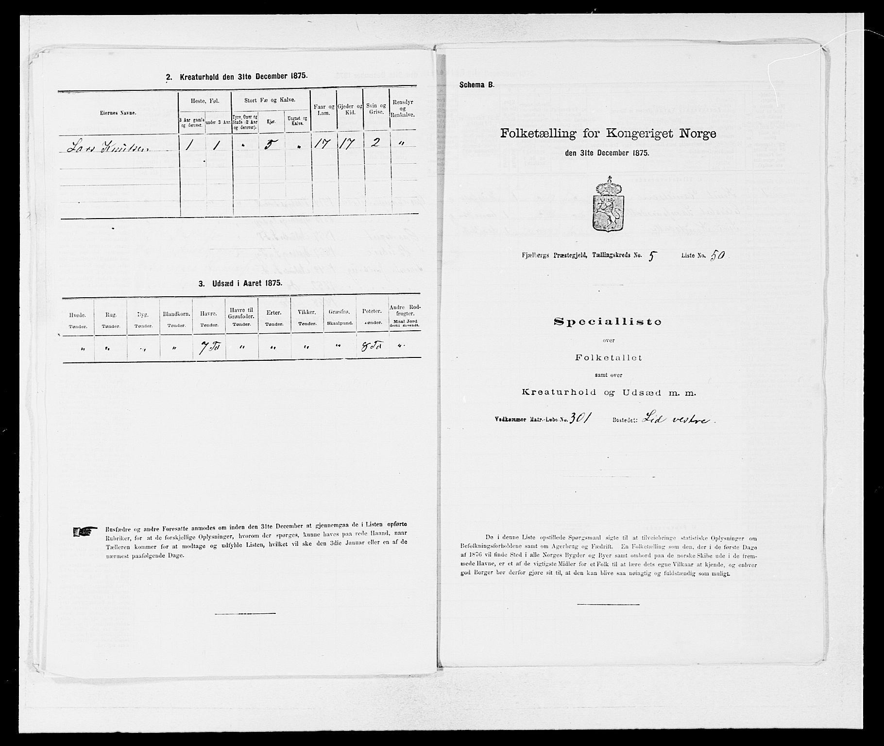 SAB, Folketelling 1875 for 1213P Fjelberg prestegjeld, 1875, s. 591