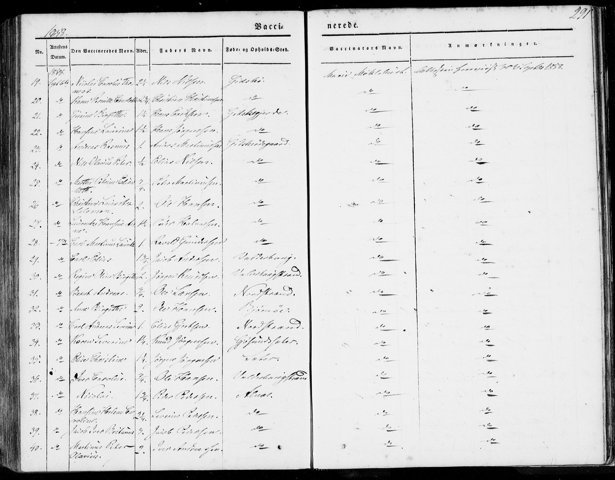 Ministerialprotokoller, klokkerbøker og fødselsregistre - Møre og Romsdal, AV/SAT-A-1454/528/L0396: Ministerialbok nr. 528A07, 1839-1847, s. 291