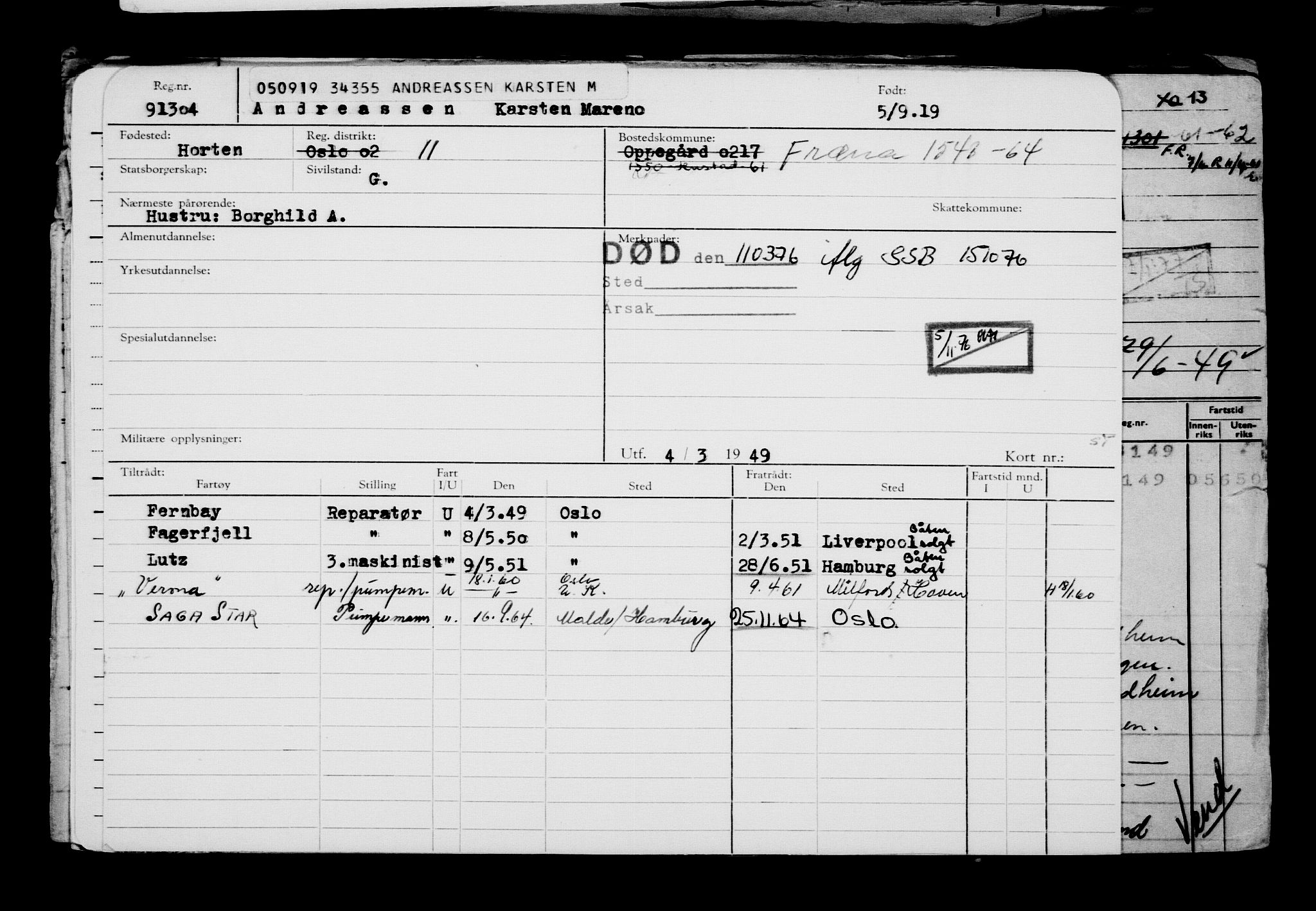 Direktoratet for sjømenn, RA/S-3545/G/Gb/L0171: Hovedkort, 1919, s. 541