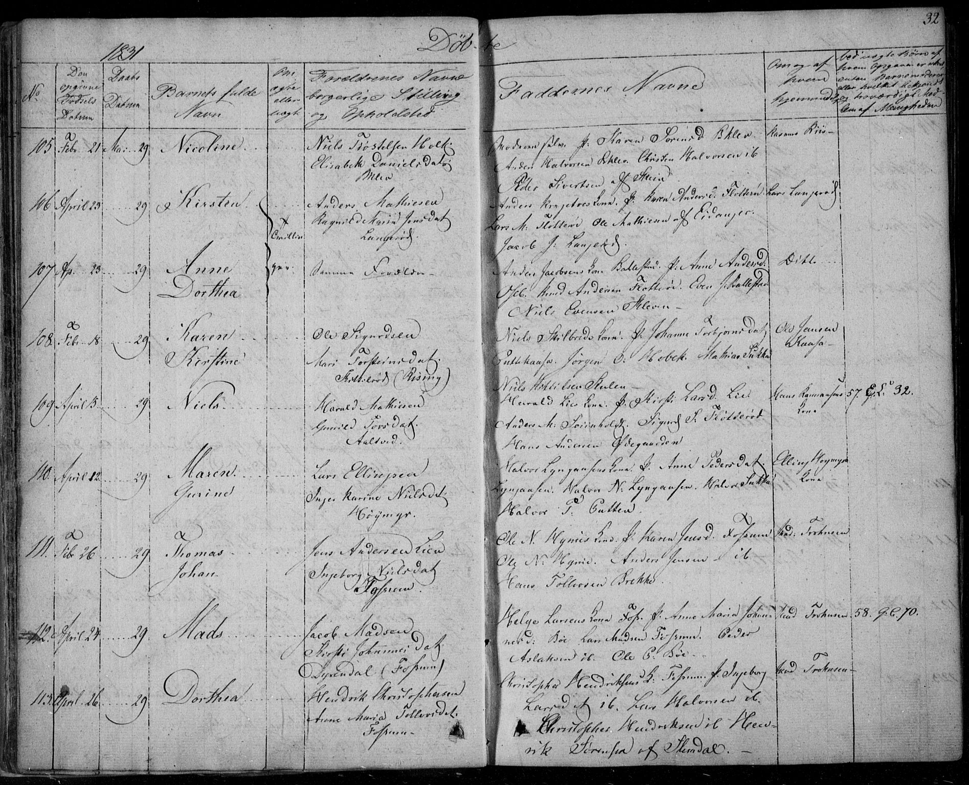 Gjerpen kirkebøker, AV/SAKO-A-265/F/Fa/L0006: Ministerialbok nr. I 6, 1829-1834, s. 32