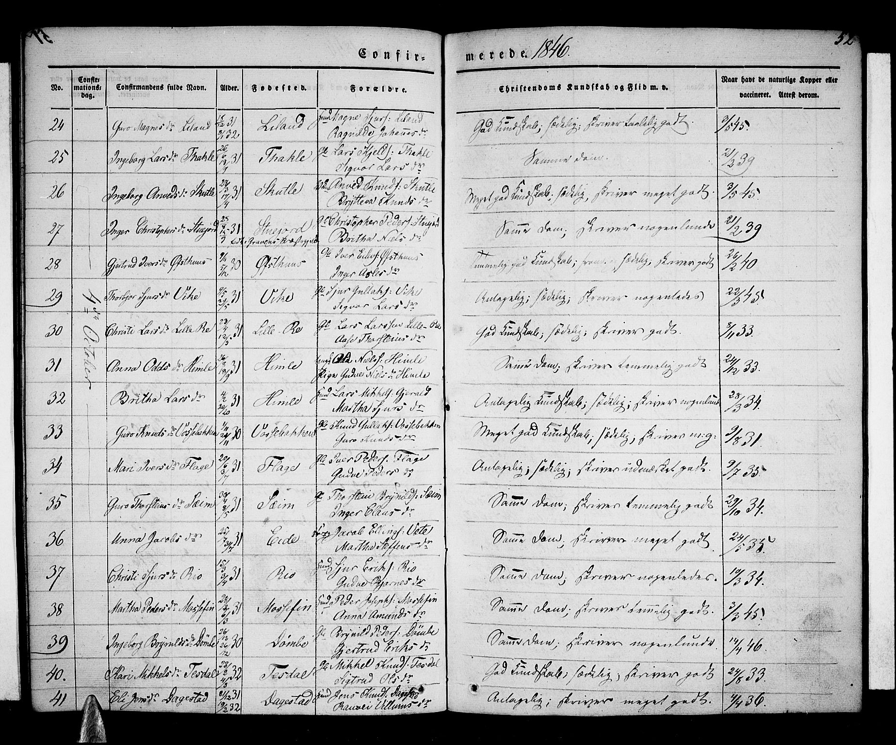 Voss sokneprestembete, AV/SAB-A-79001/H/Haa: Ministerialbok nr. A 14, 1837-1847, s. 52