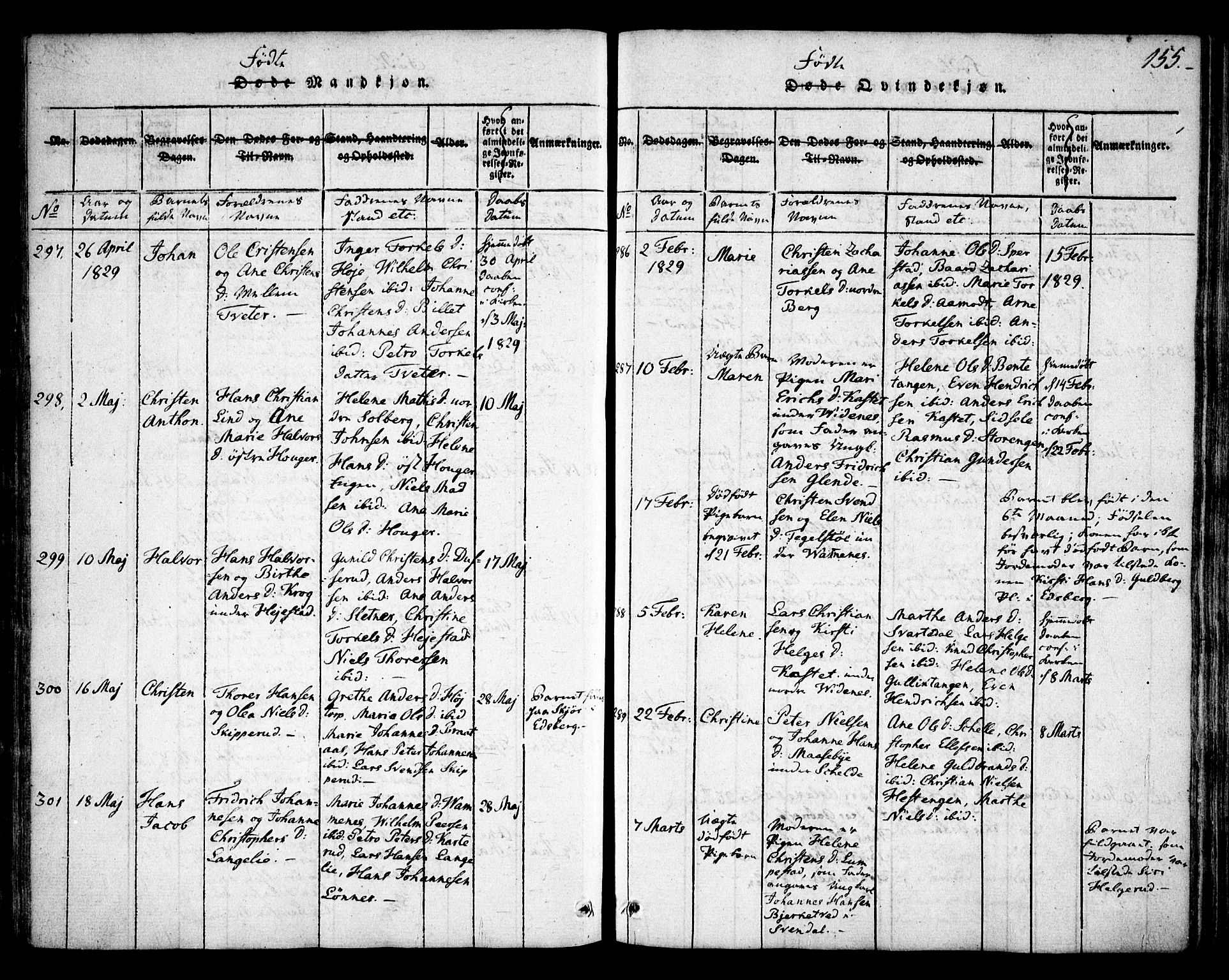 Skiptvet prestekontor Kirkebøker, AV/SAO-A-20009/F/Fa/L0005: Ministerialbok nr. 5, 1814-1838, s. 155