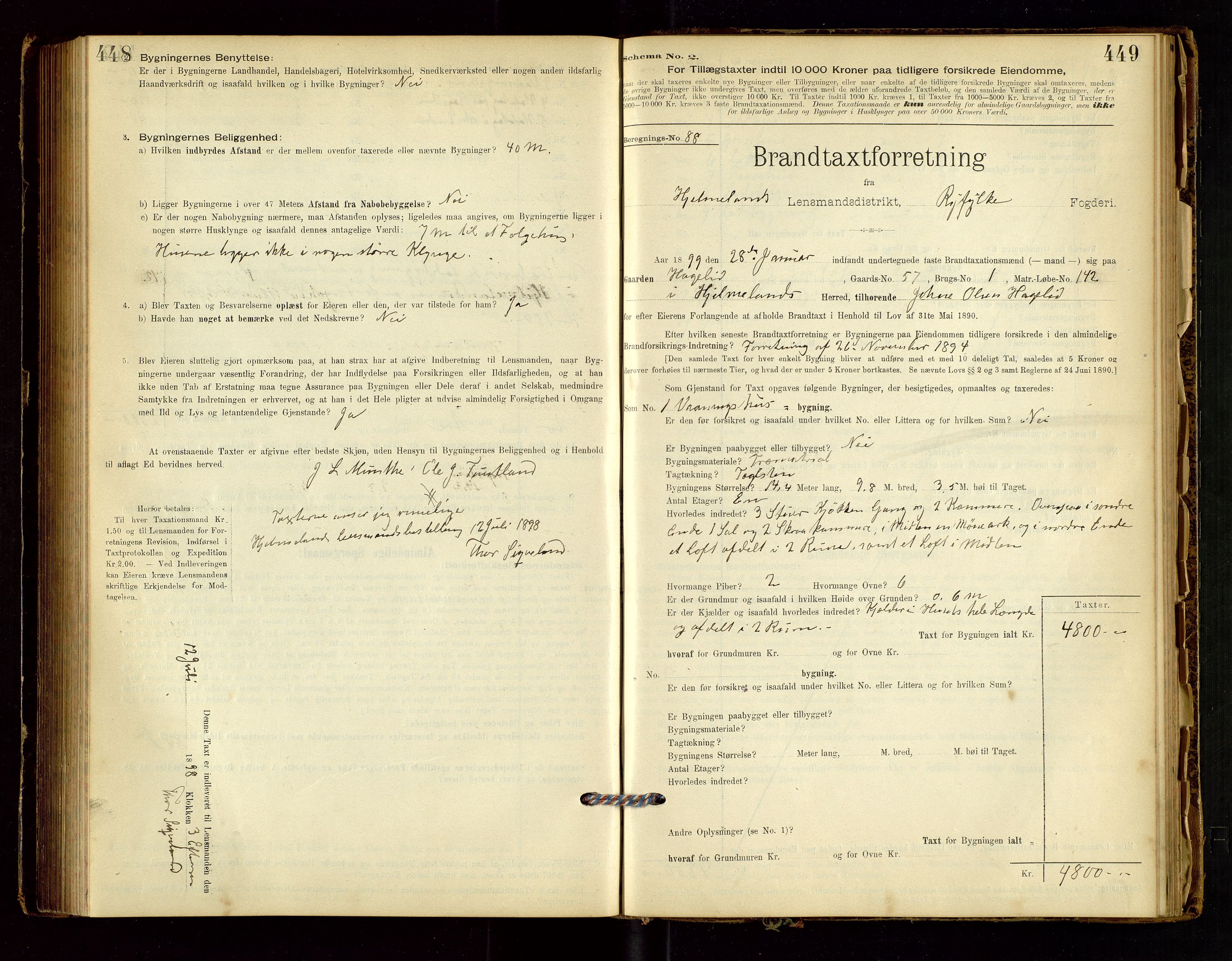 Hjelmeland lensmannskontor, SAST/A-100439/Gob/L0001: "Brandtaxationsprotokol", 1895-1932, s. 448-449