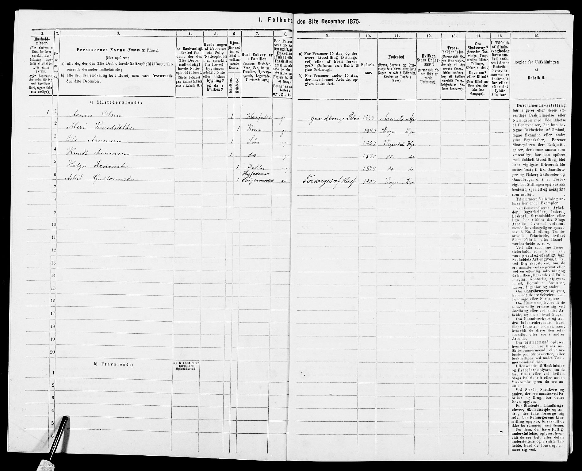 SAK, Folketelling 1875 for 0933P Herefoss prestegjeld, 1875, s. 472