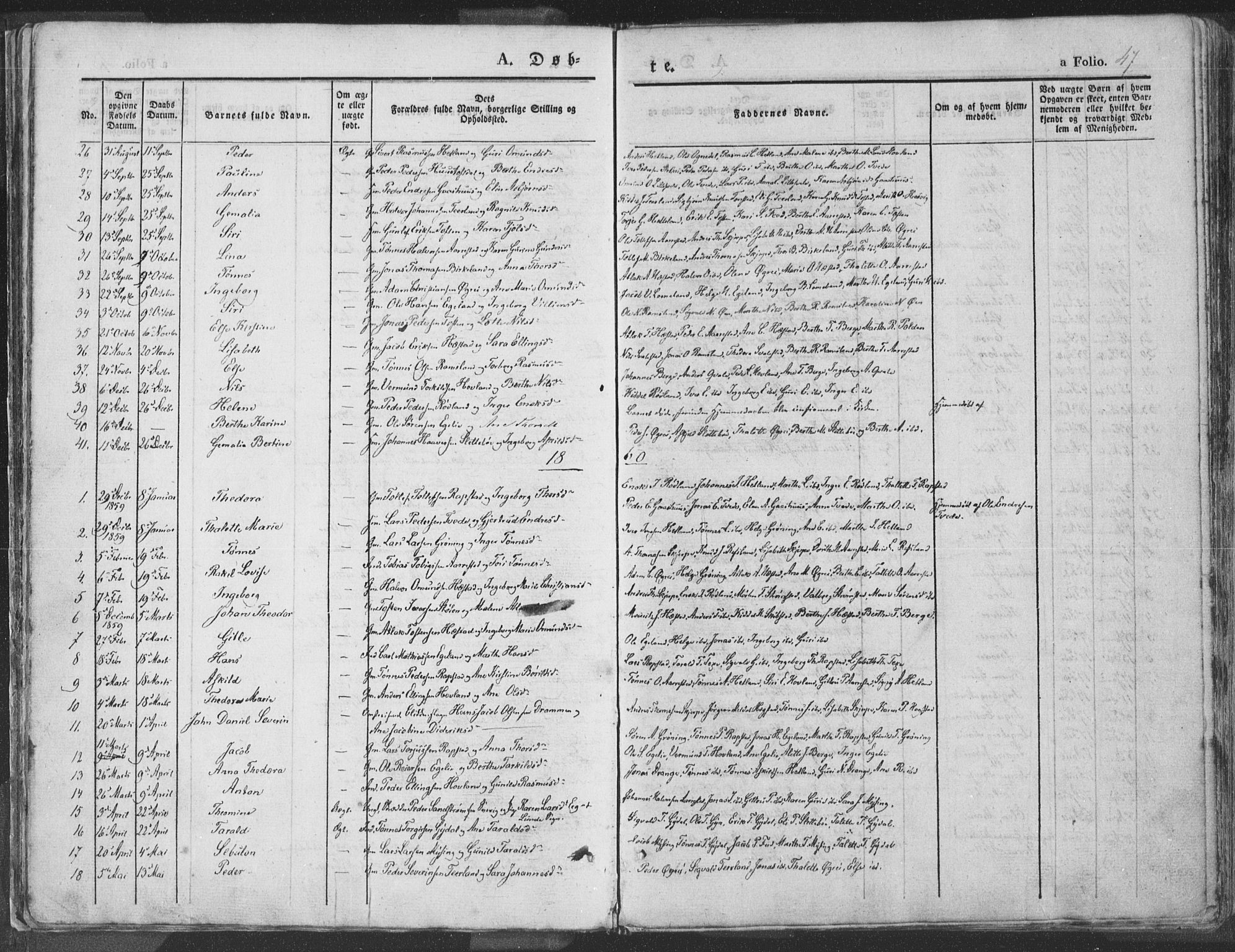 Helleland sokneprestkontor, AV/SAST-A-101810: Ministerialbok nr. A 6.1, 1834-1863, s. 47