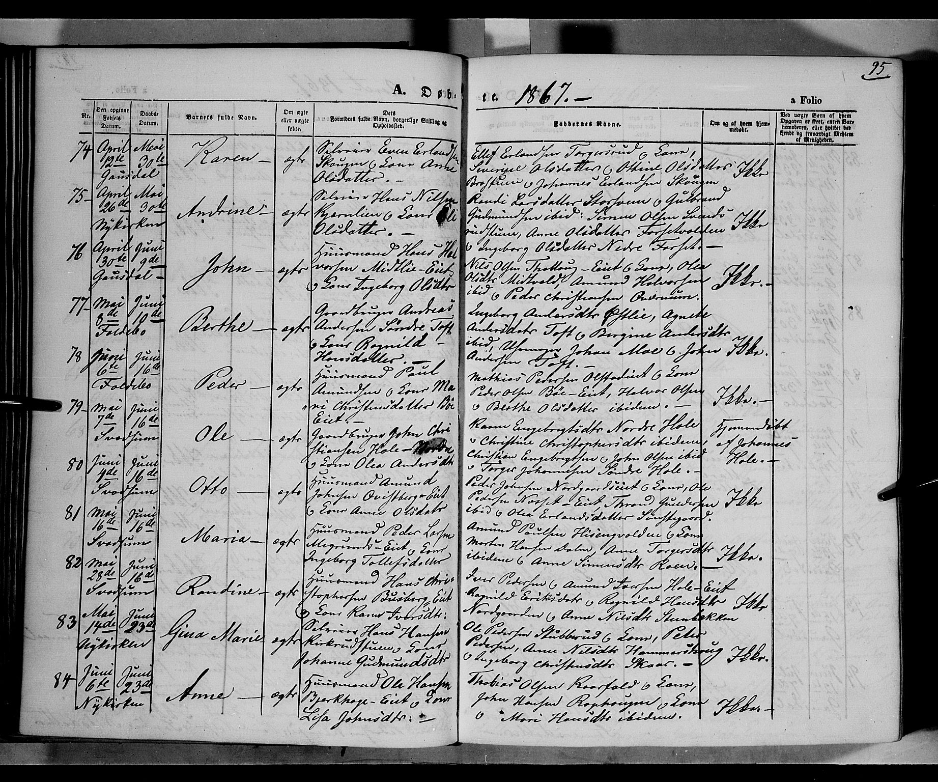 Gausdal prestekontor, AV/SAH-PREST-090/H/Ha/Haa/L0009: Ministerialbok nr. 9, 1862-1873, s. 95
