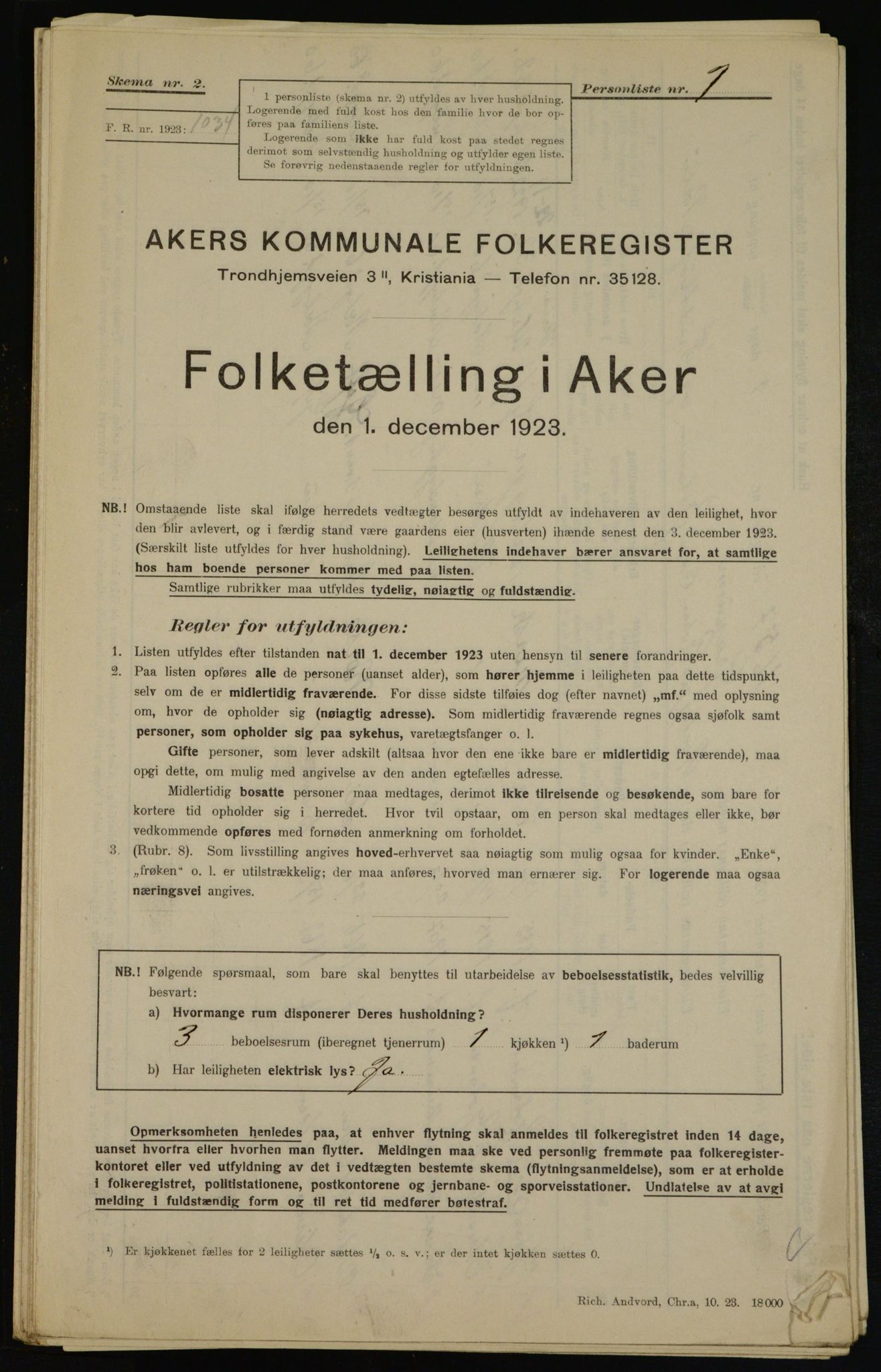 , Kommunal folketelling 1.12.1923 for Aker, 1923, s. 42184