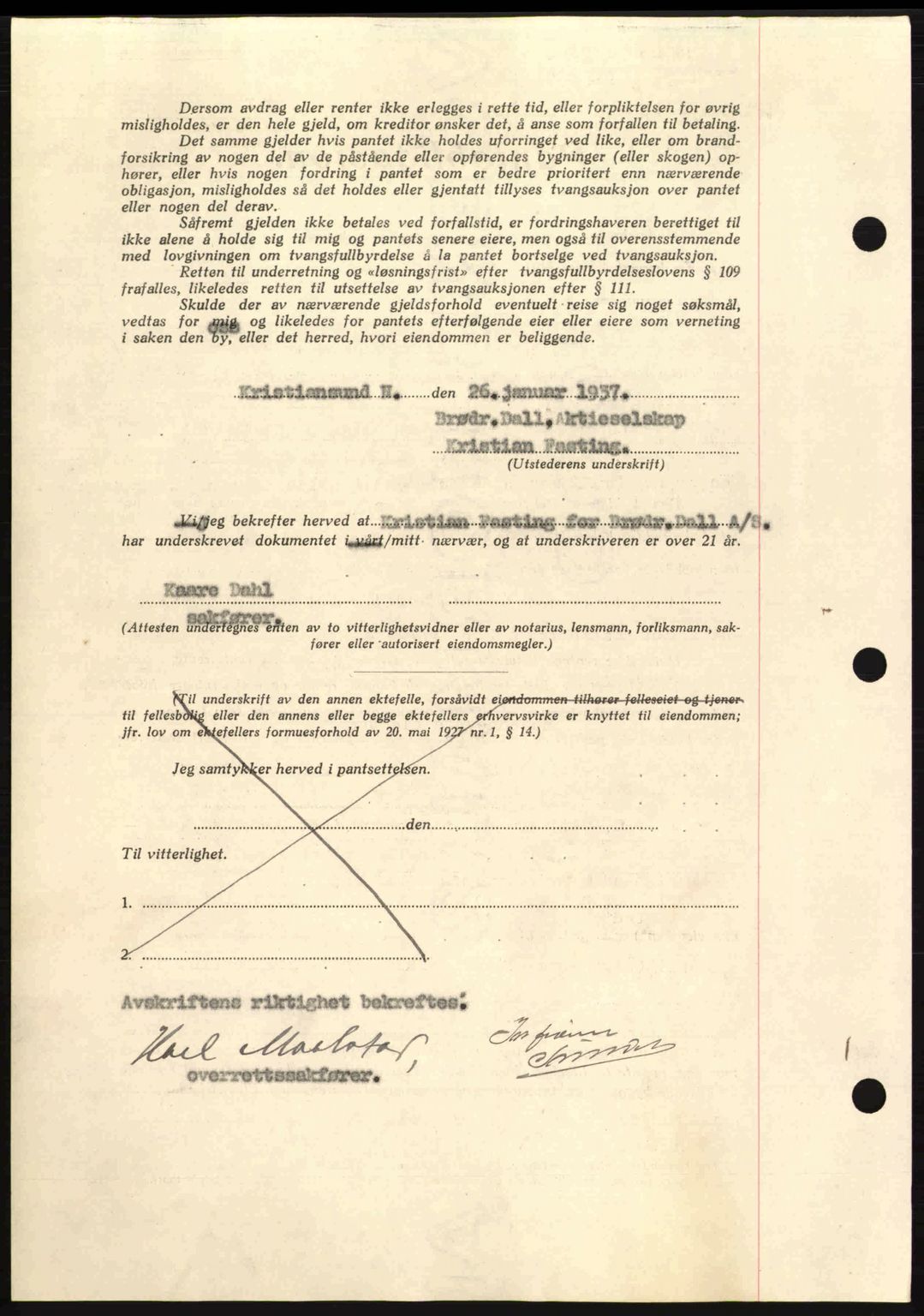 Kristiansund byfogd, AV/SAT-A-4587/A/27: Pantebok nr. 29, 1936-1937, Dagboknr: 62/1937