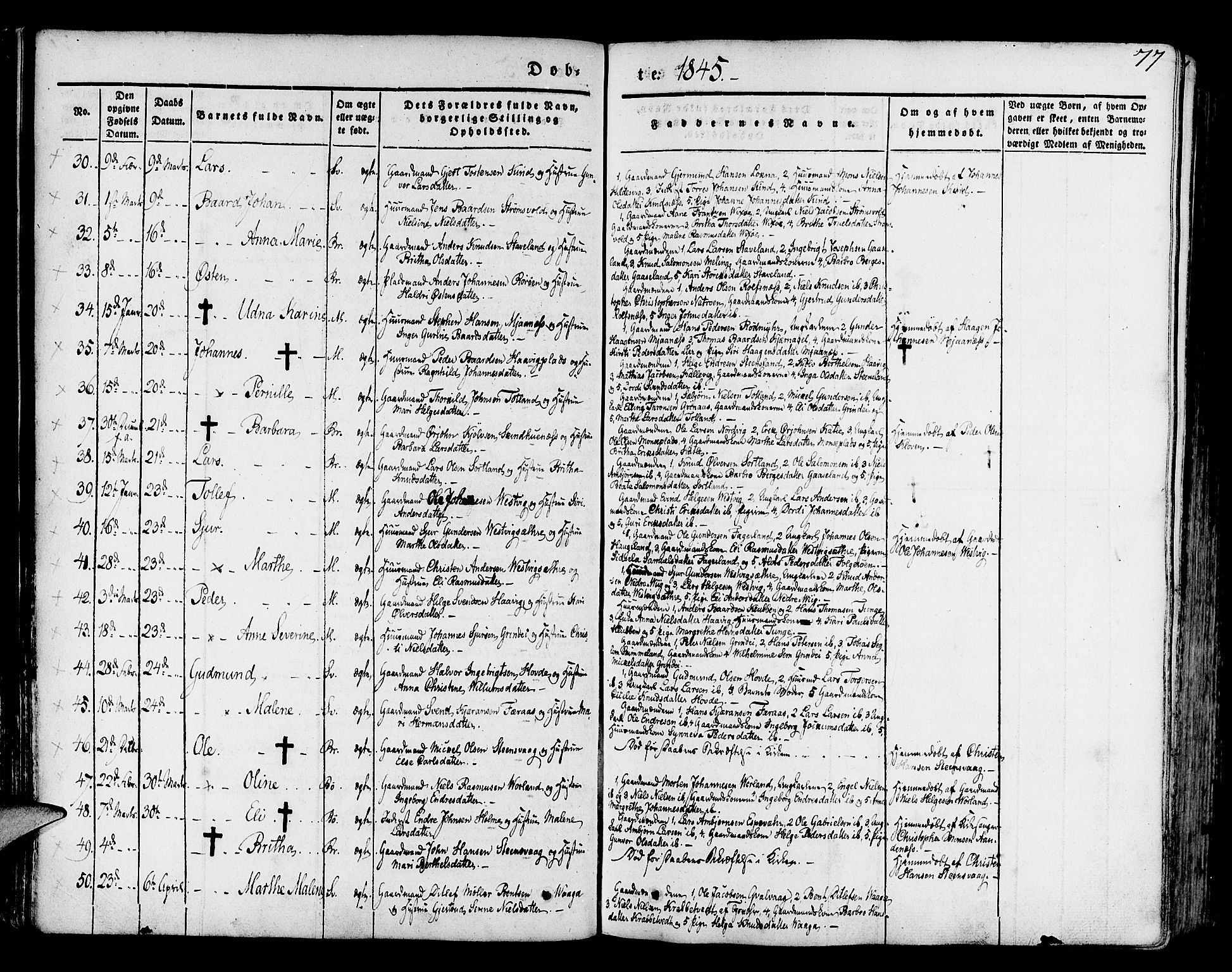 Finnås sokneprestembete, AV/SAB-A-99925/H/Ha/Haa/Haaa/L0006: Ministerialbok nr. A 6, 1836-1850, s. 77