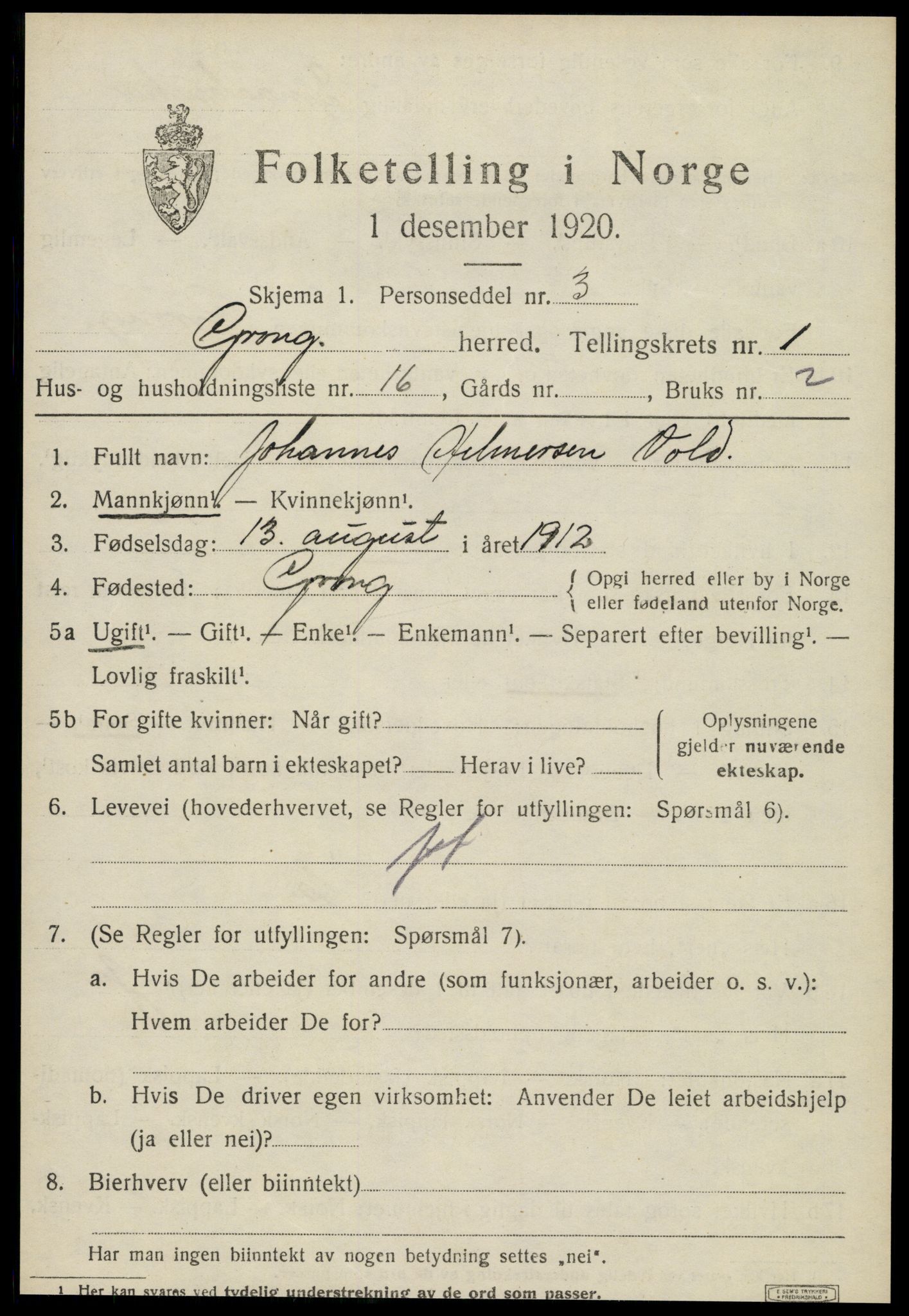 SAT, Folketelling 1920 for 1742 Grong herred, 1920, s. 1229
