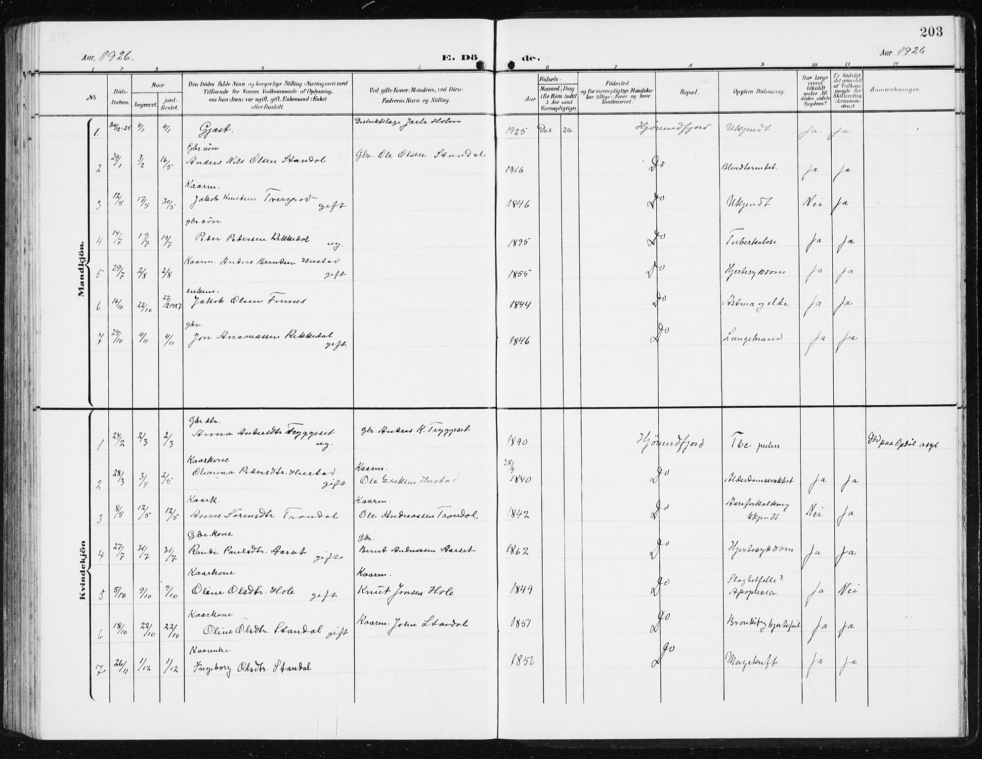 Ministerialprotokoller, klokkerbøker og fødselsregistre - Møre og Romsdal, AV/SAT-A-1454/515/L0216: Klokkerbok nr. 515C03, 1906-1941, s. 203