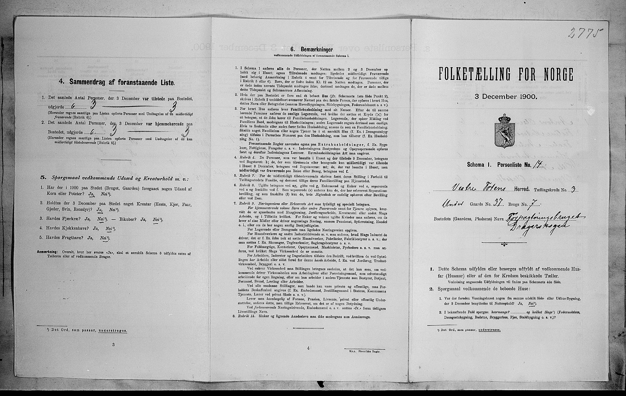 SAH, Folketelling 1900 for 0529 Vestre Toten herred, 1900, s. 481