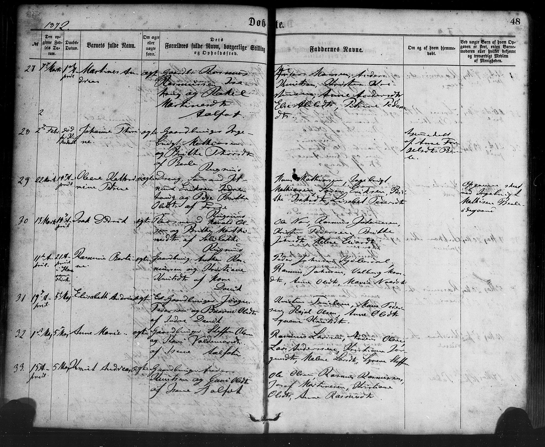 Davik sokneprestembete, AV/SAB-A-79701/H/Haa/Haaa/L0006: Ministerialbok nr. A 6, 1867-1881, s. 48