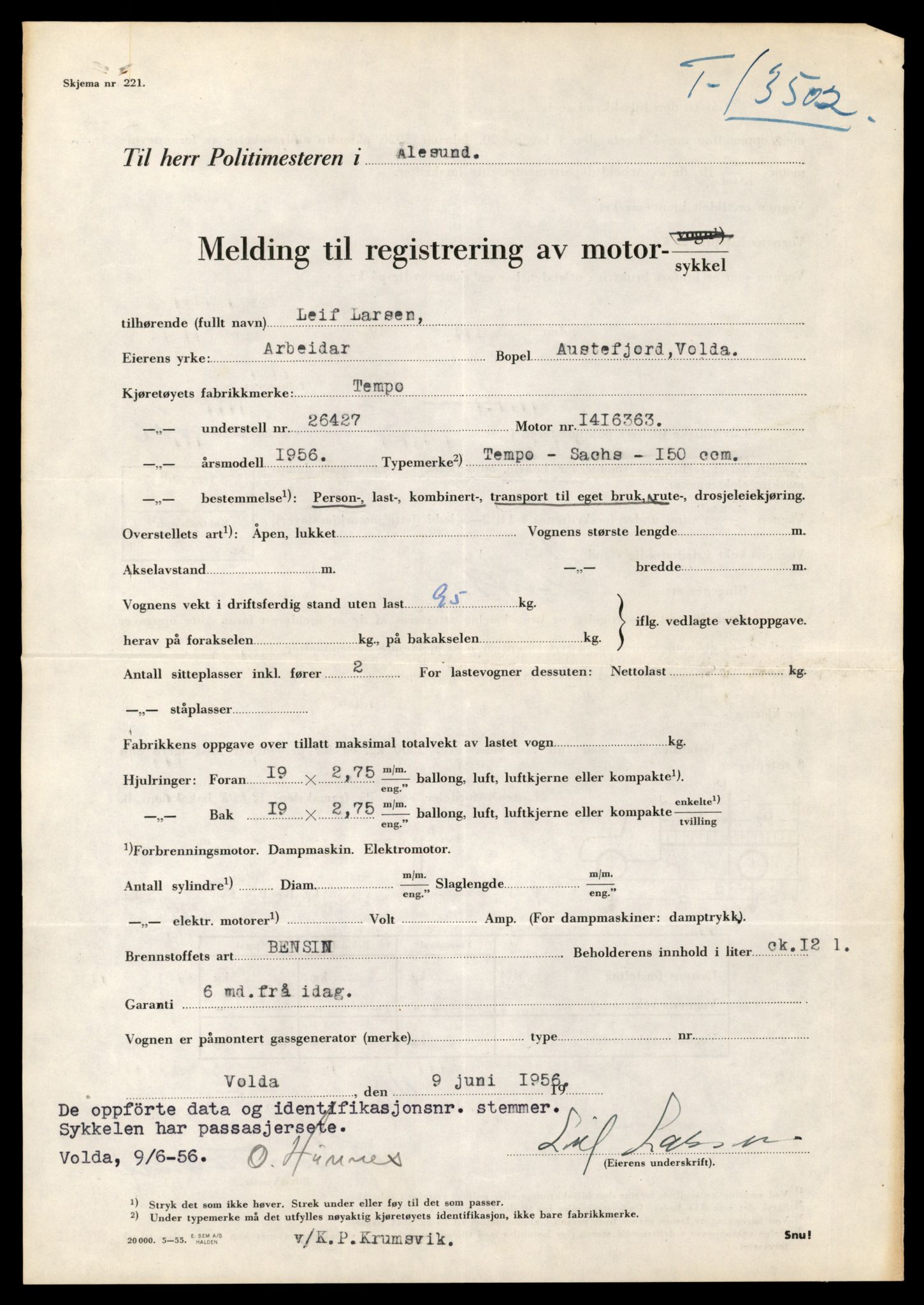 Møre og Romsdal vegkontor - Ålesund trafikkstasjon, AV/SAT-A-4099/F/Fe/L0039: Registreringskort for kjøretøy T 13361 - T 13530, 1927-1998, s. 2524