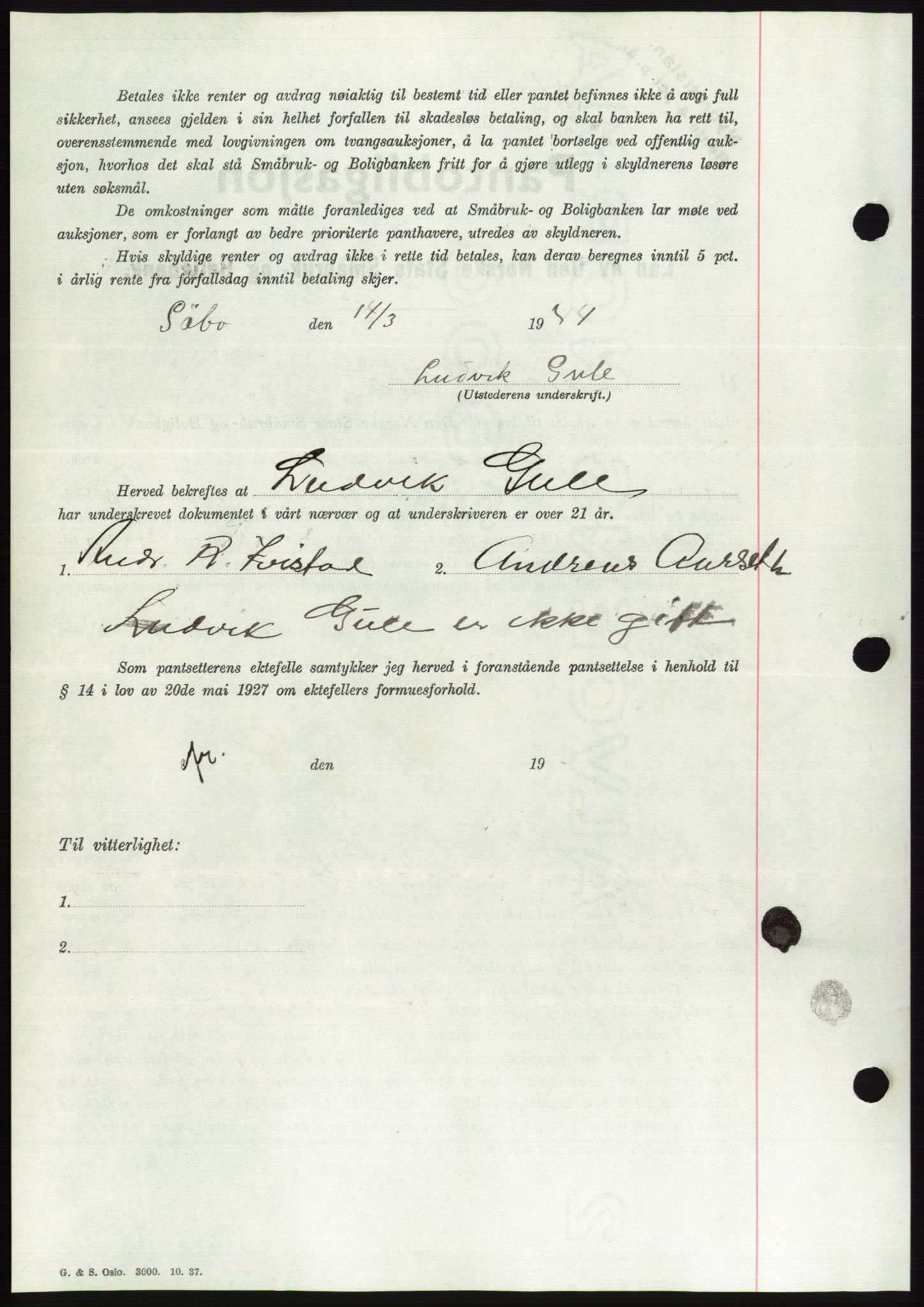 Søre Sunnmøre sorenskriveri, AV/SAT-A-4122/1/2/2C/L0114: Pantebok nr. 1-2B, 1943-1947, Dagboknr: 167/1944