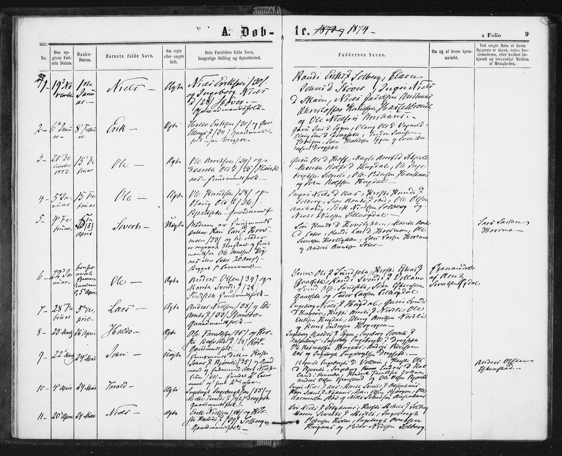 Ministerialprotokoller, klokkerbøker og fødselsregistre - Sør-Trøndelag, SAT/A-1456/689/L1039: Ministerialbok nr. 689A04, 1865-1878, s. 9