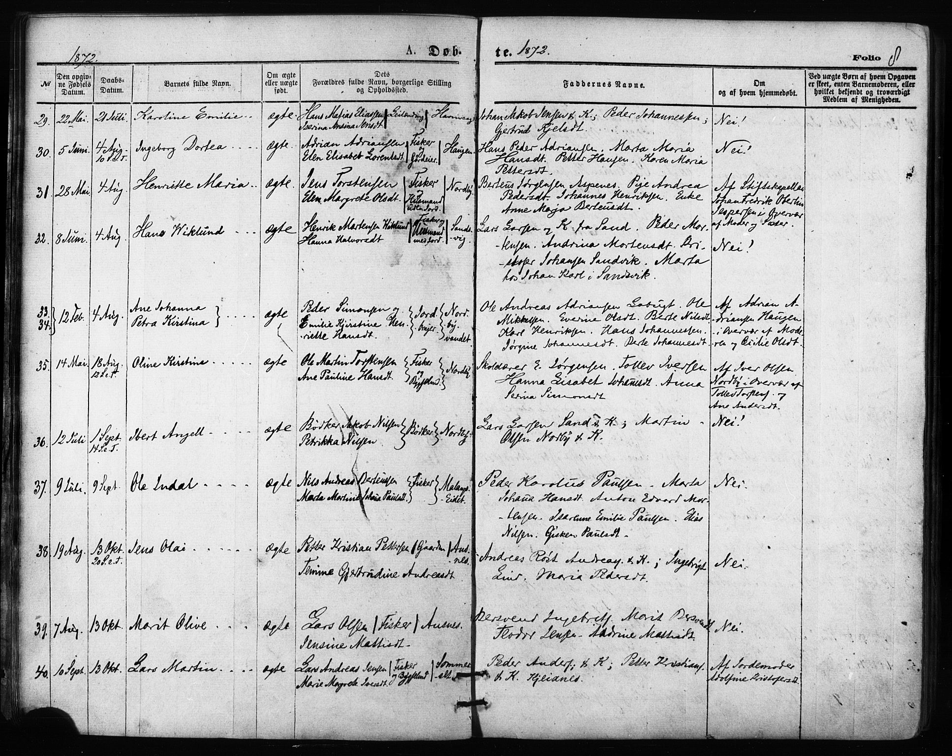 Balsfjord sokneprestembete, AV/SATØ-S-1303/G/Ga/L0002kirke: Ministerialbok nr. 2, 1871-1886, s. 8