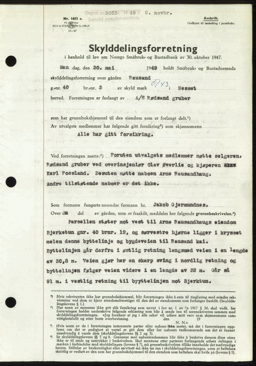 Romsdal sorenskriveri, SAT/A-4149/1/2/2C: Pantebok nr. A31, 1949-1949, Dagboknr: 3053/1949