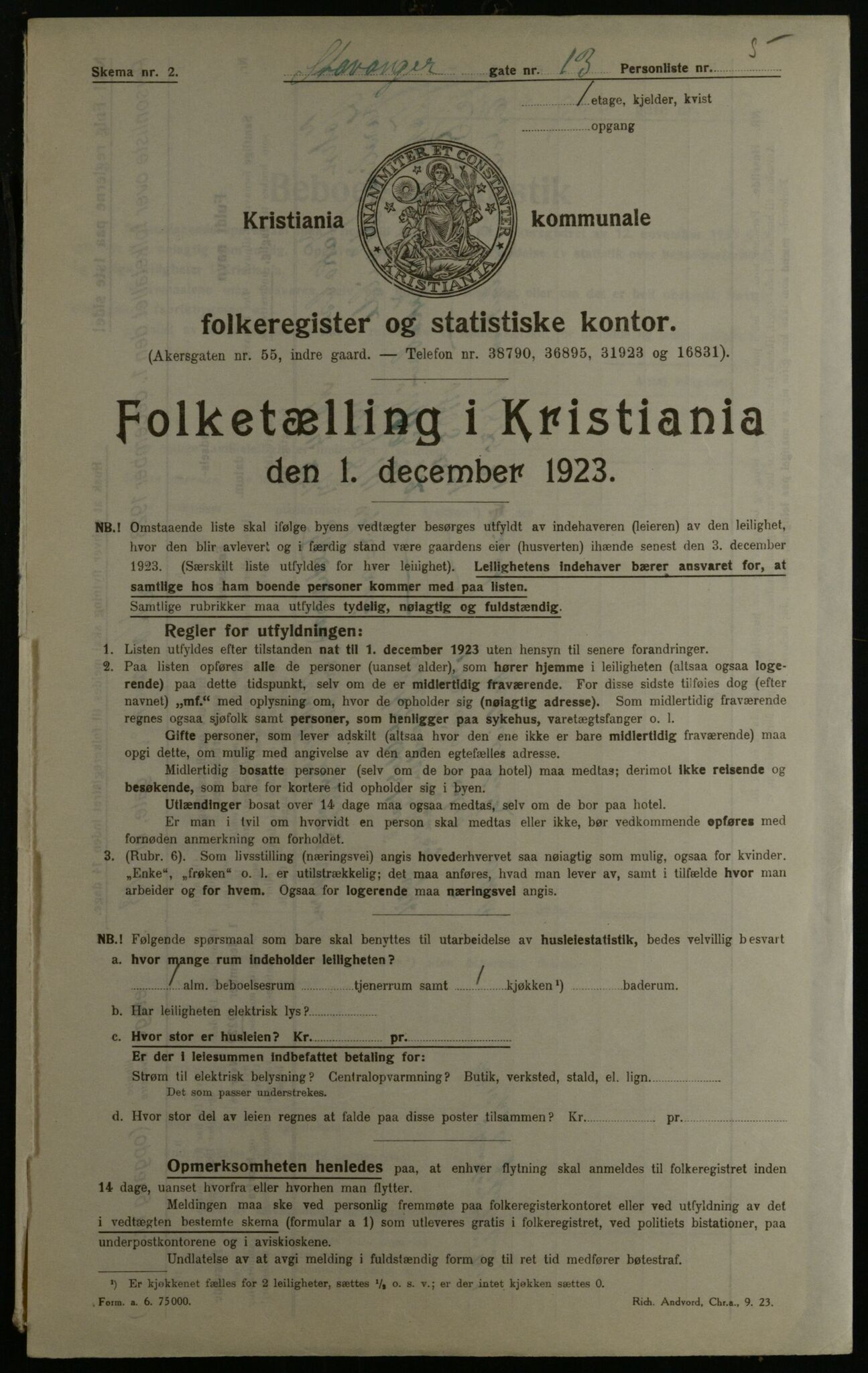 OBA, Kommunal folketelling 1.12.1923 for Kristiania, 1923, s. 111408