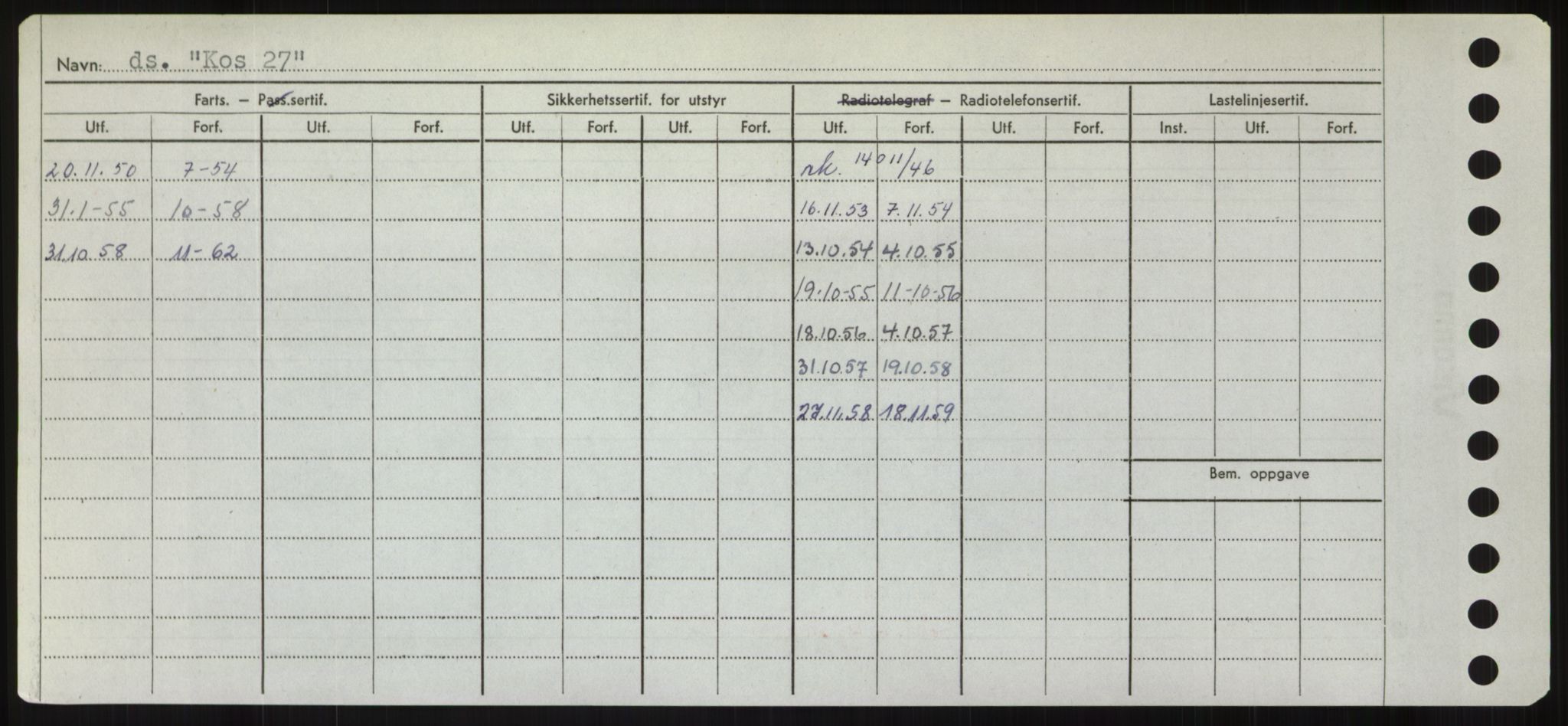 Sjøfartsdirektoratet med forløpere, Skipsmålingen, RA/S-1627/H/Hd/L0021: Fartøy, Kor-Kår, s. 66