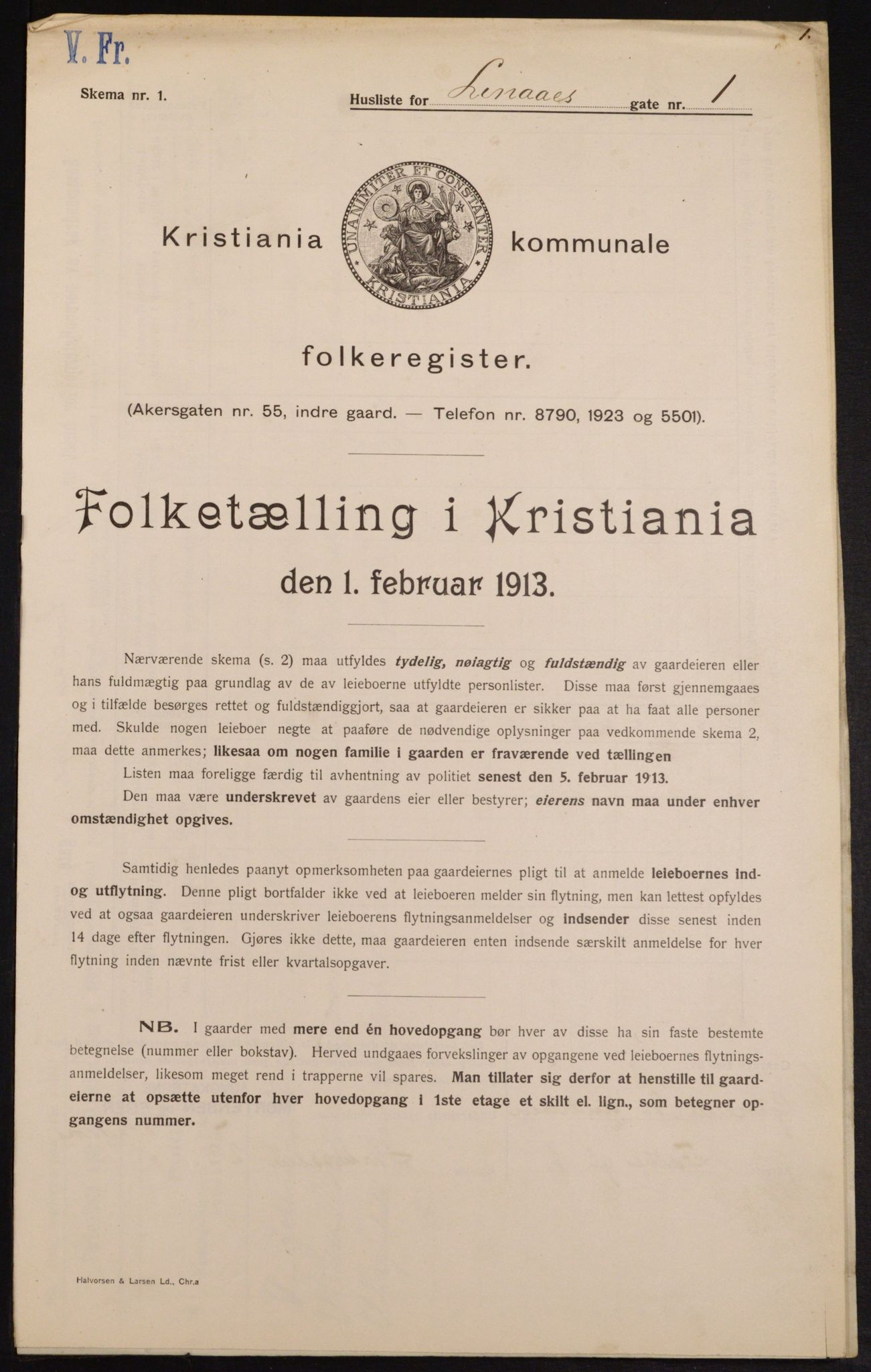 OBA, Kommunal folketelling 1.2.1913 for Kristiania, 1913, s. 57551