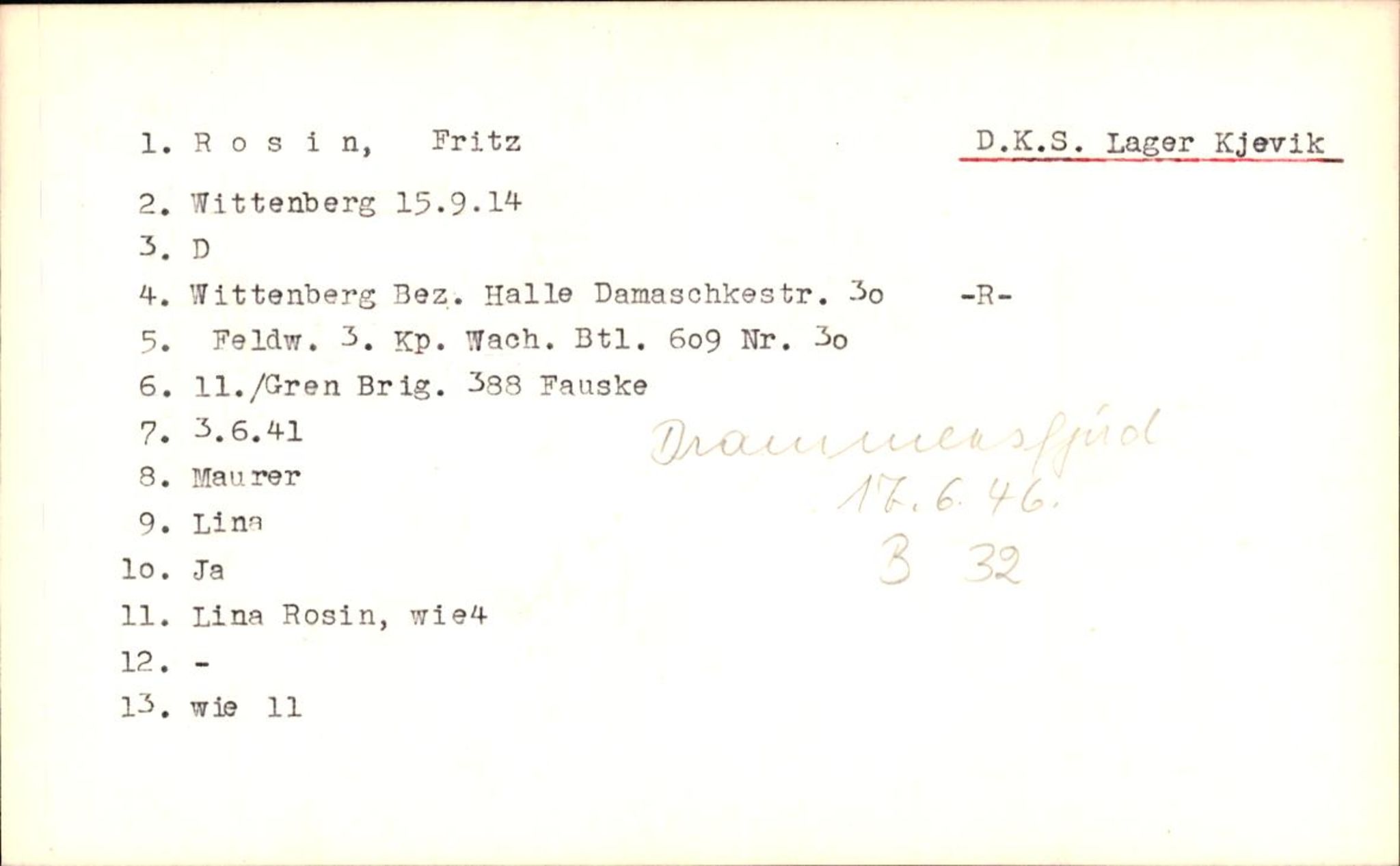 Hjemsendte tyskere , RA/RAFA-6487/D/Db/L0023: Rosenthal-Schmick, 1945-1947, s. 14