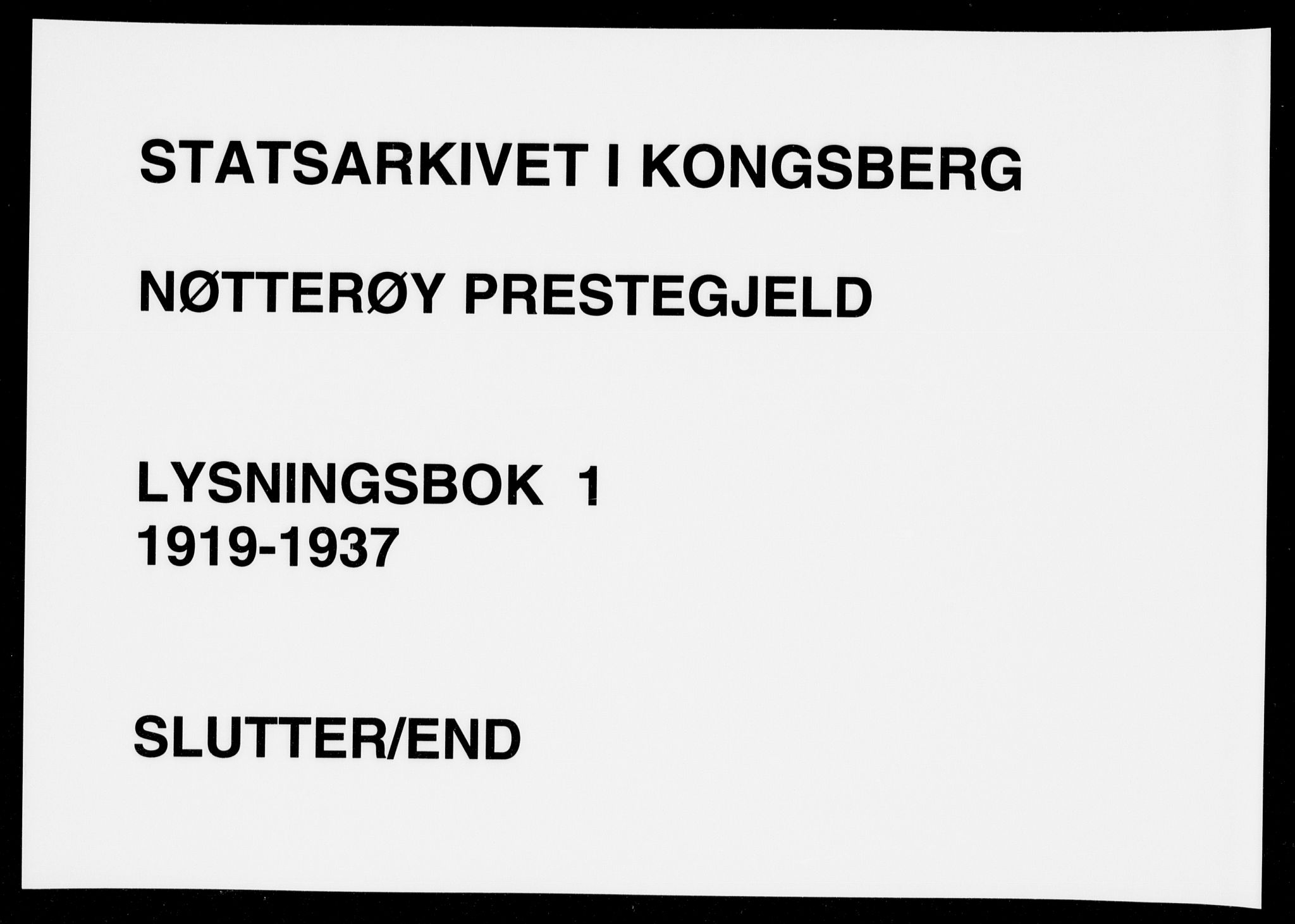 Nøtterøy kirkebøker, AV/SAKO-A-354/H/Ha/L0001: Lysningsprotokoll nr. 1, 1919-1937