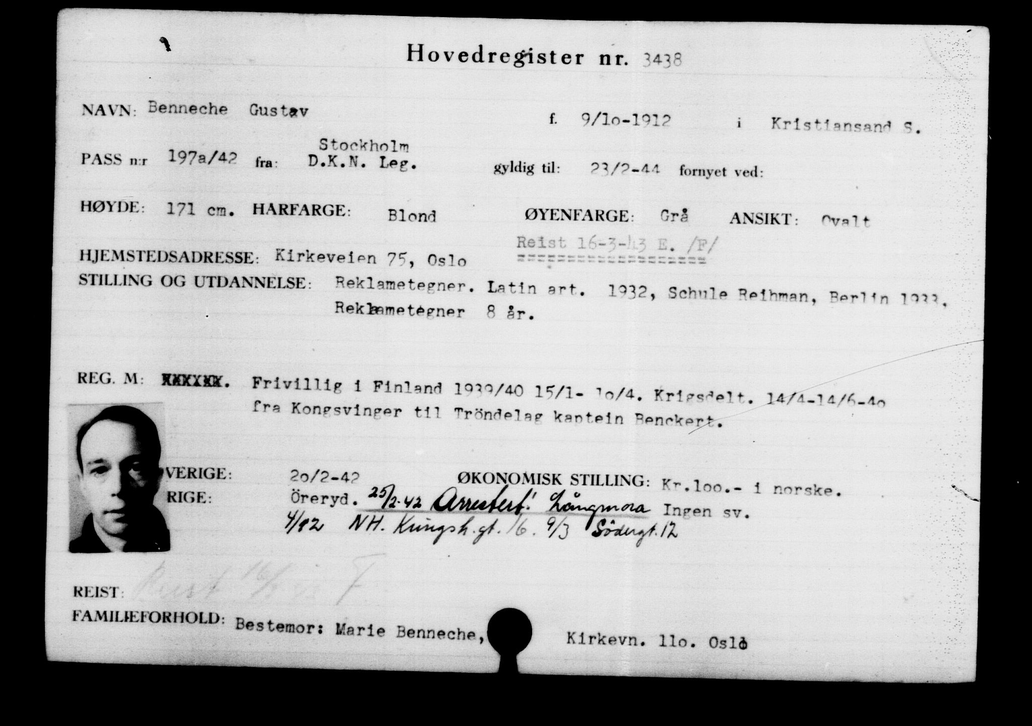 Den Kgl. Norske Legasjons Flyktningskontor, RA/S-6753/V/Va/L0003: Kjesäterkartoteket.  Flyktningenr. 2001-3495, 1940-1945, s. 1946