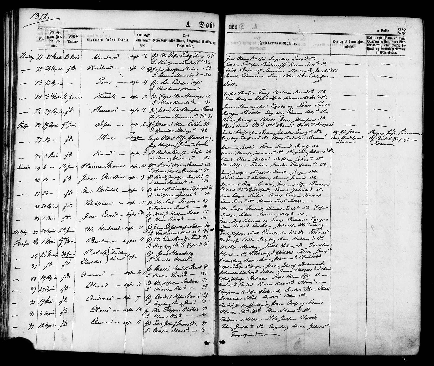 Ministerialprotokoller, klokkerbøker og fødselsregistre - Sør-Trøndelag, AV/SAT-A-1456/646/L0613: Ministerialbok nr. 646A11, 1870-1884, s. 23