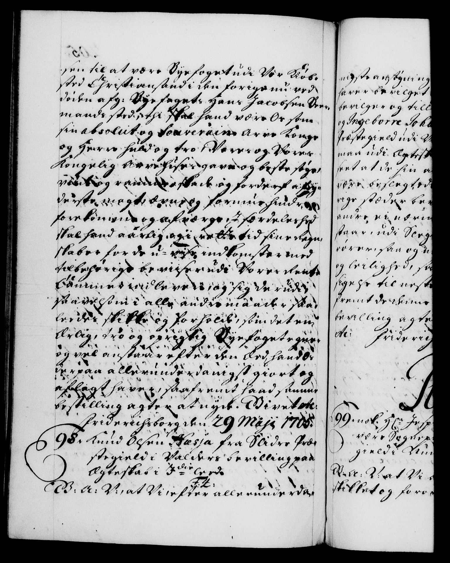 Danske Kanselli 1572-1799, RA/EA-3023/F/Fc/Fca/Fcaa/L0019: Norske registre, 1704-1707, s. 205b