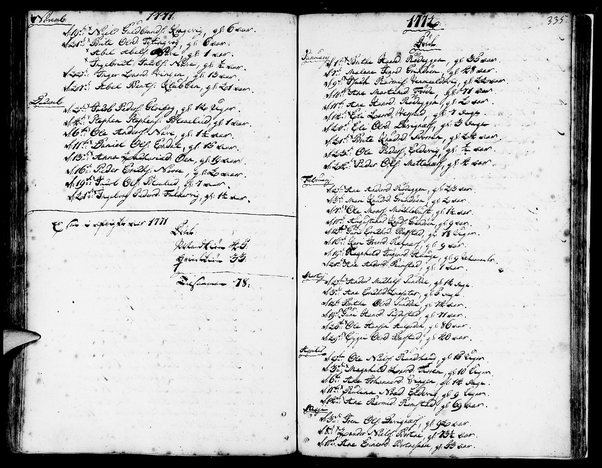 Davik sokneprestembete, AV/SAB-A-79701/H/Haa/Haaa/L0002: Ministerialbok nr. A 2, 1742-1816, s. 335