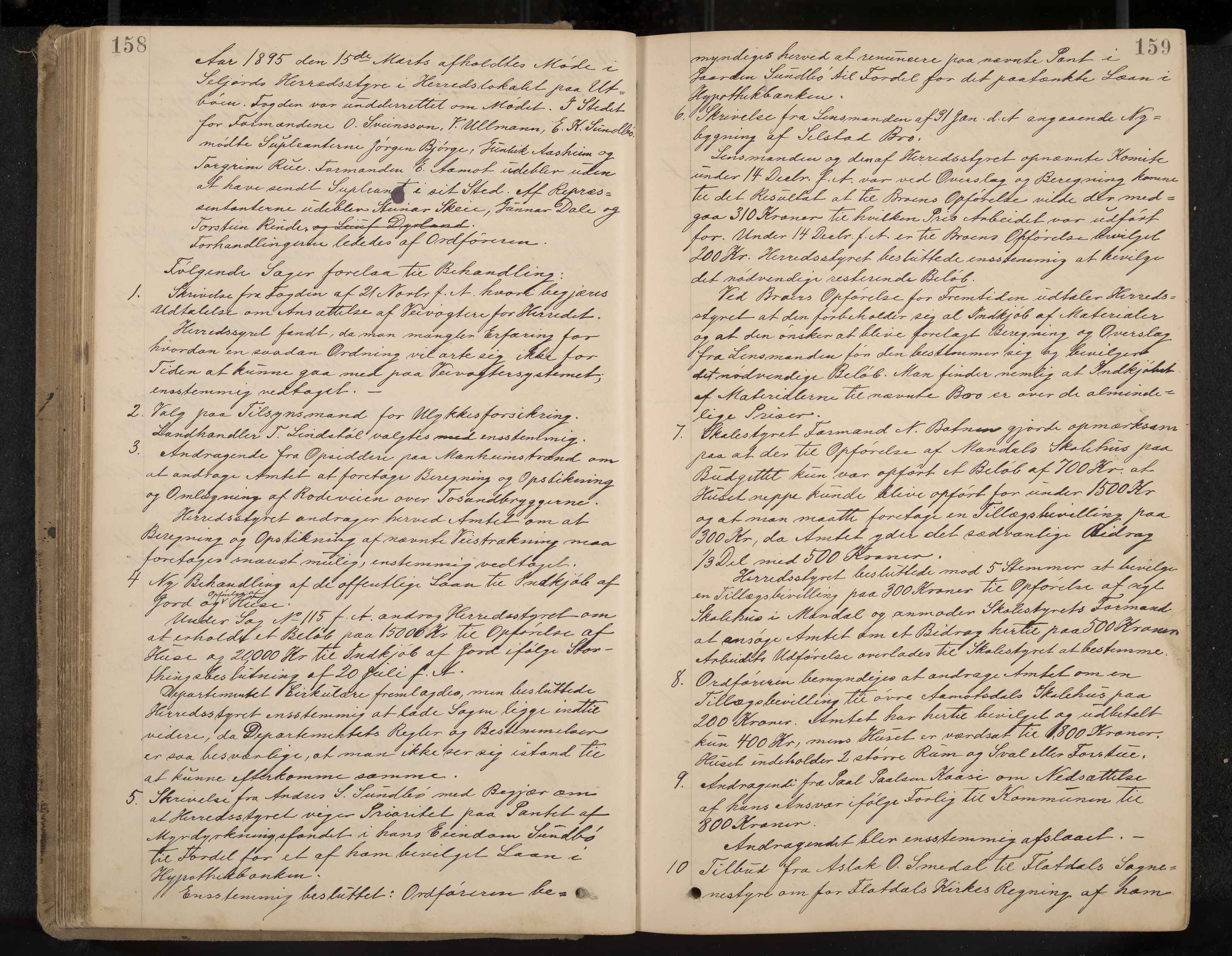 Seljord formannskap og sentraladministrasjon, IKAK/0828021/A/Aa/L0003: Møtebok med register, 1891-1905, s. 158-159