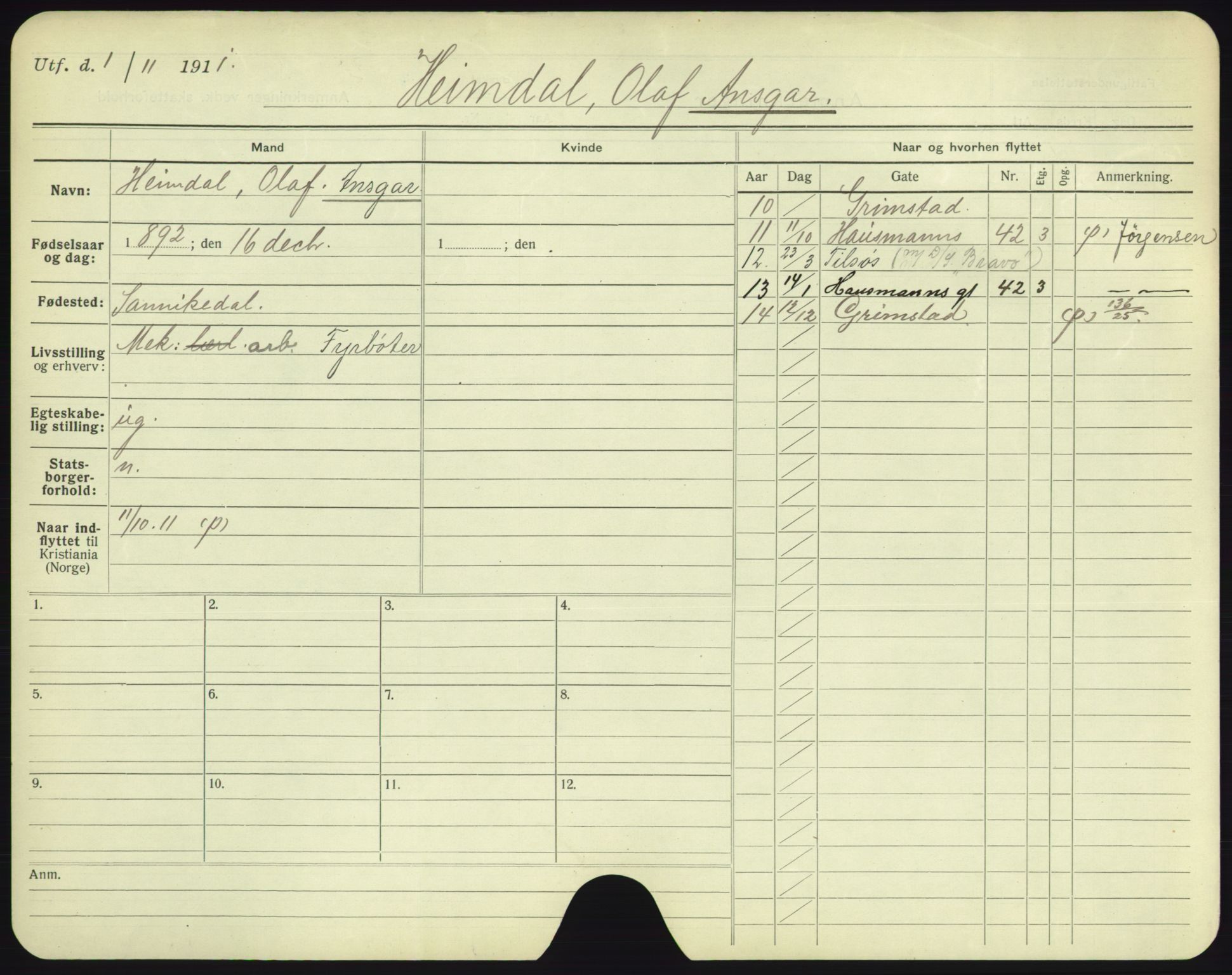 Oslo folkeregister, Registerkort, AV/SAO-A-11715/F/Fa/Fac/L0004: Menn, 1906-1914, s. 553a