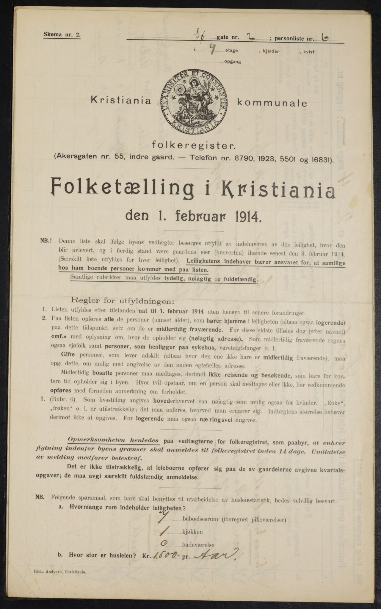 OBA, Kommunal folketelling 1.2.1914 for Kristiania, 1914, s. 94969