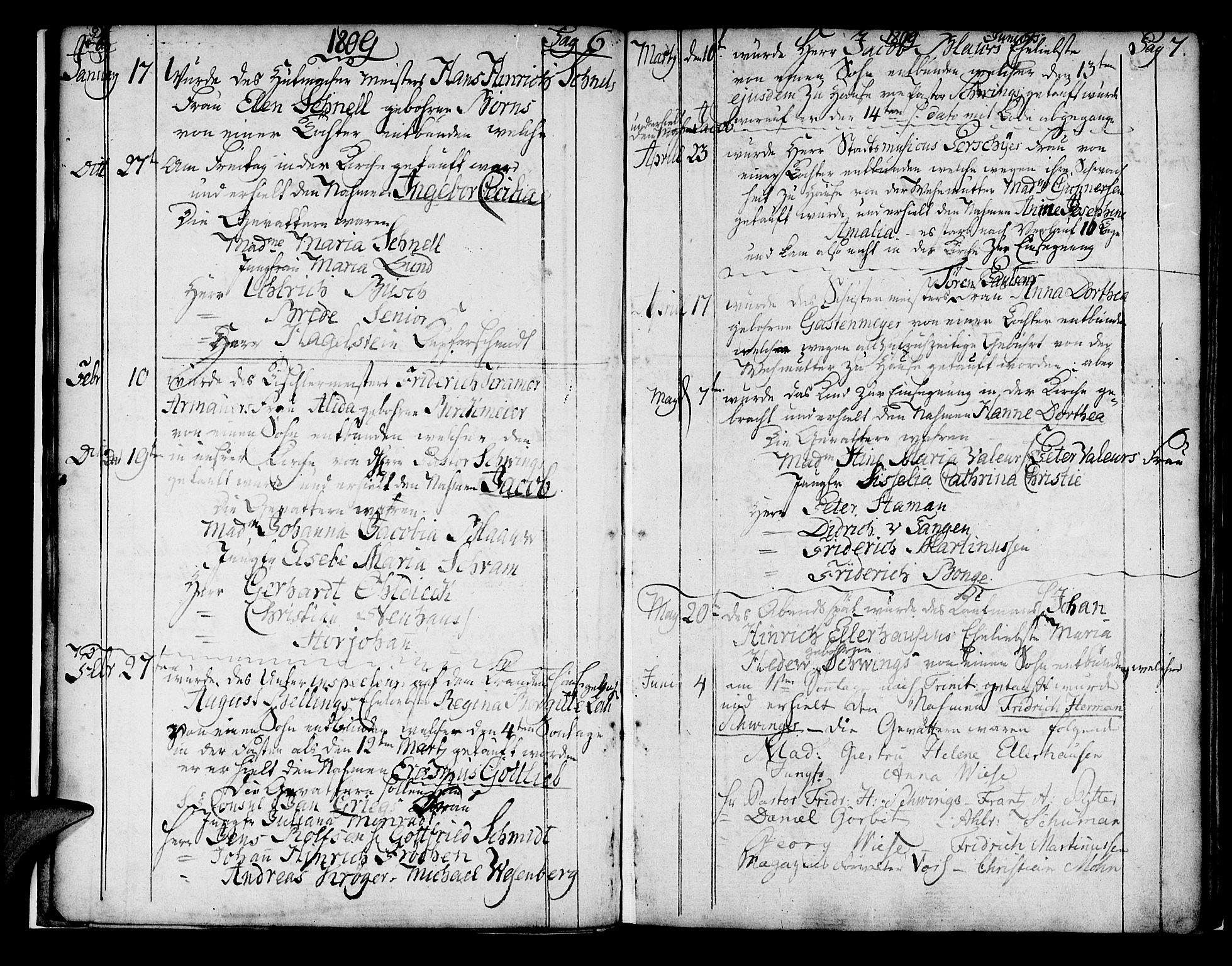 Mariakirken Sokneprestembete, AV/SAB-A-76901/H/Haa/L0004: Ministerialbok nr. A 4, 1807-1815, s. 6-7