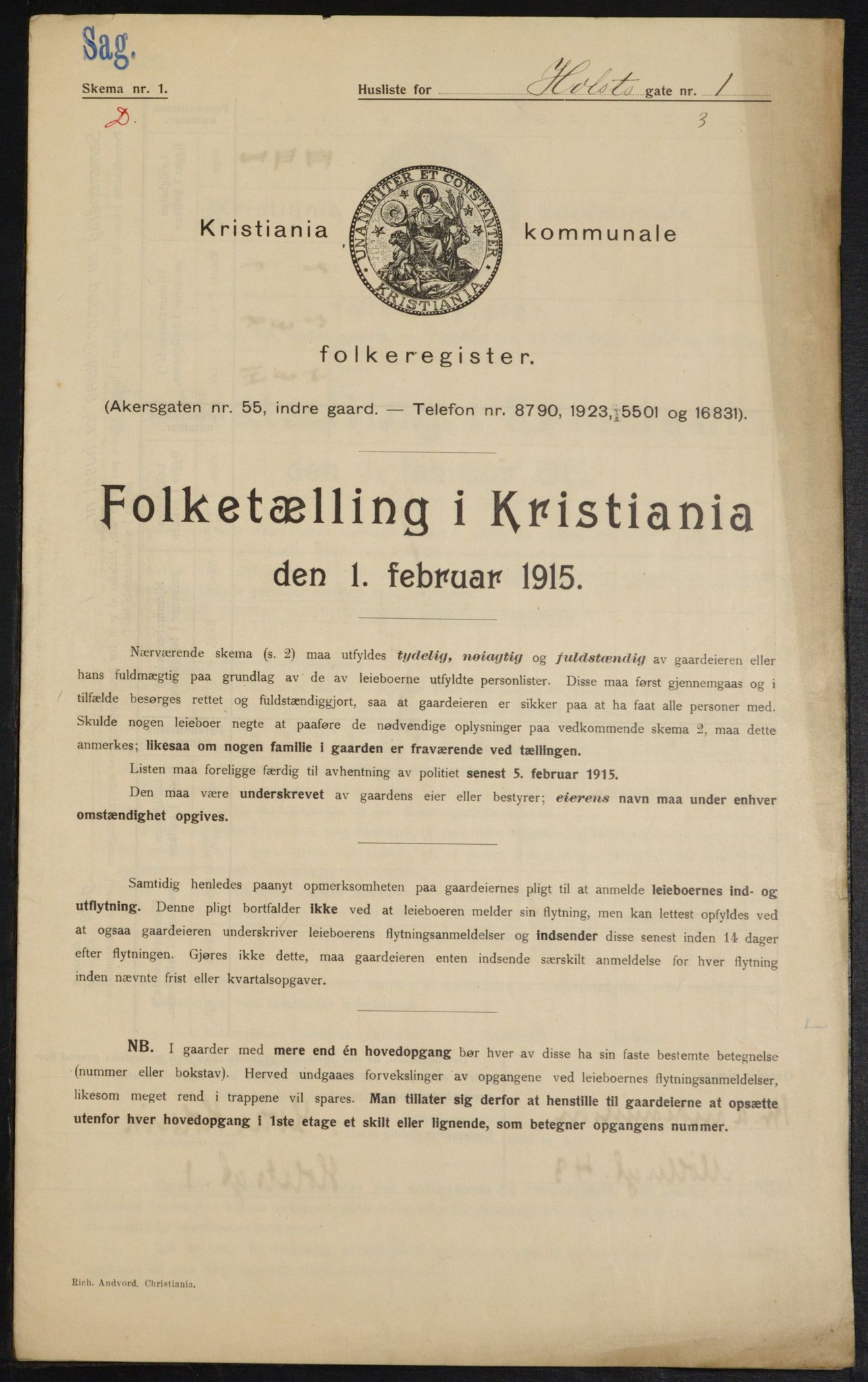 OBA, Kommunal folketelling 1.2.1915 for Kristiania, 1915, s. 40469