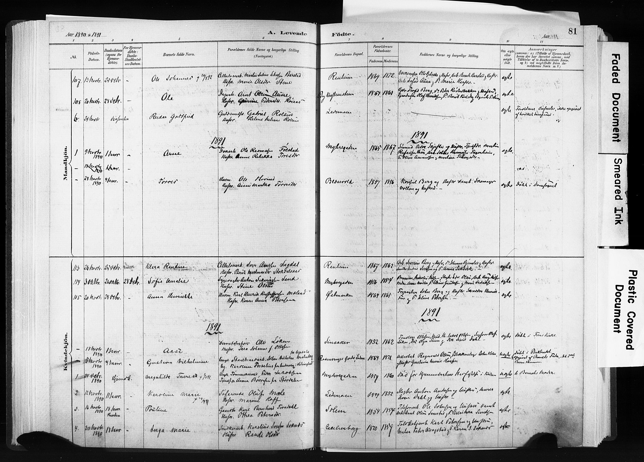 Ministerialprotokoller, klokkerbøker og fødselsregistre - Sør-Trøndelag, SAT/A-1456/606/L0300: Ministerialbok nr. 606A15, 1886-1893, s. 81