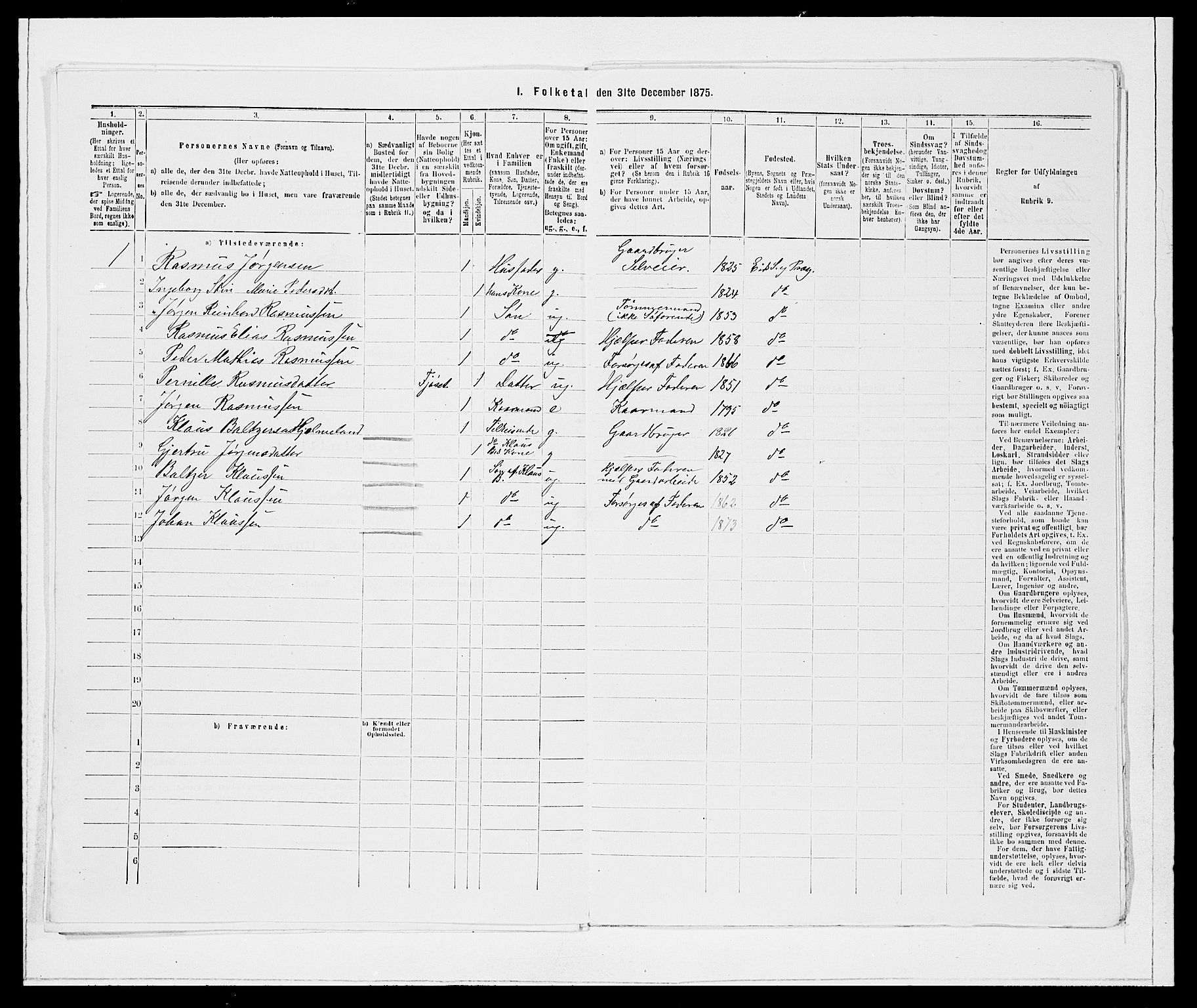 SAB, Folketelling 1875 for 1443P Eid prestegjeld, 1875, s. 239