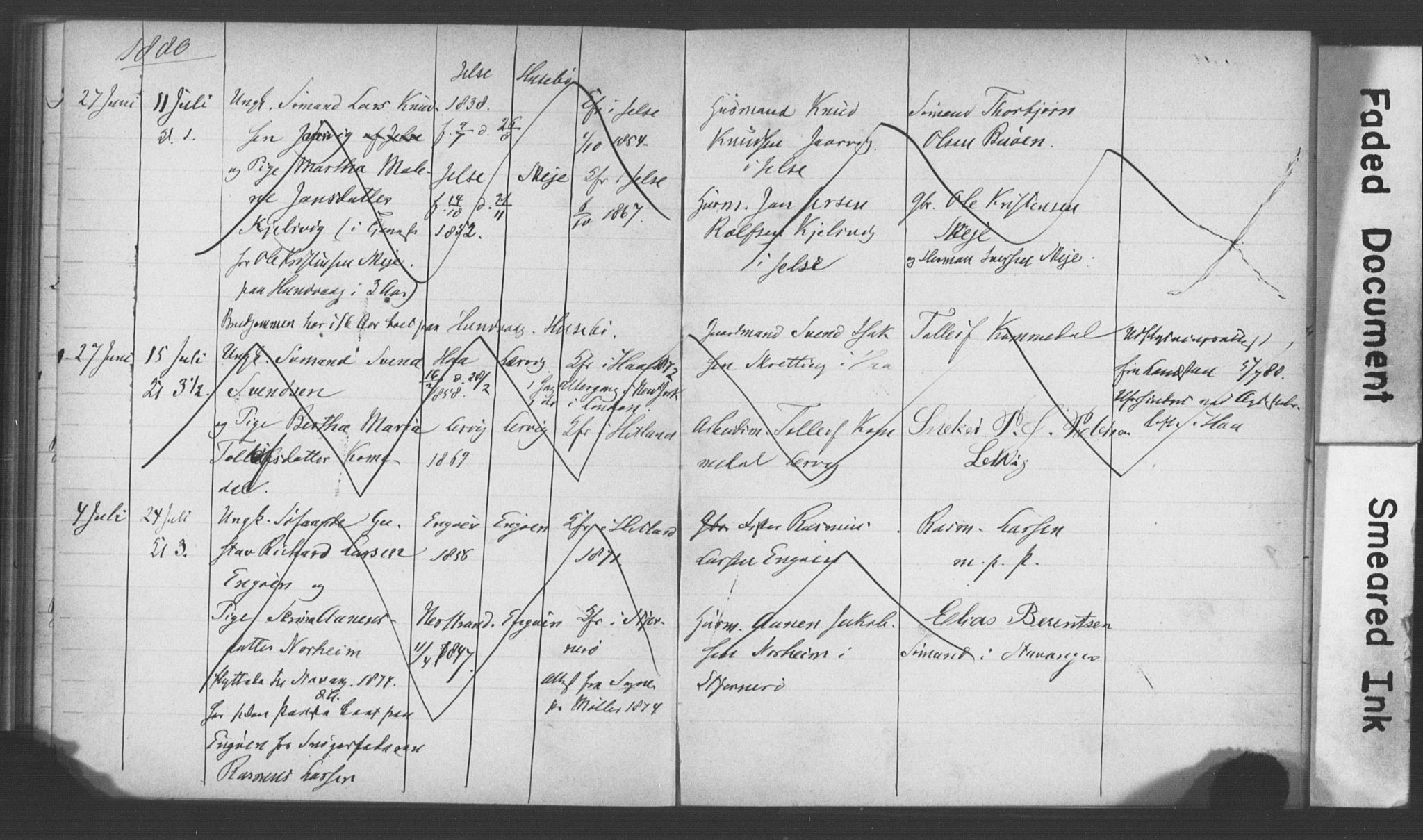 Hetland sokneprestkontor, AV/SAST-A-101826/70/705BA/L0001: Lysningsprotokoll nr. 1, 1877-1881