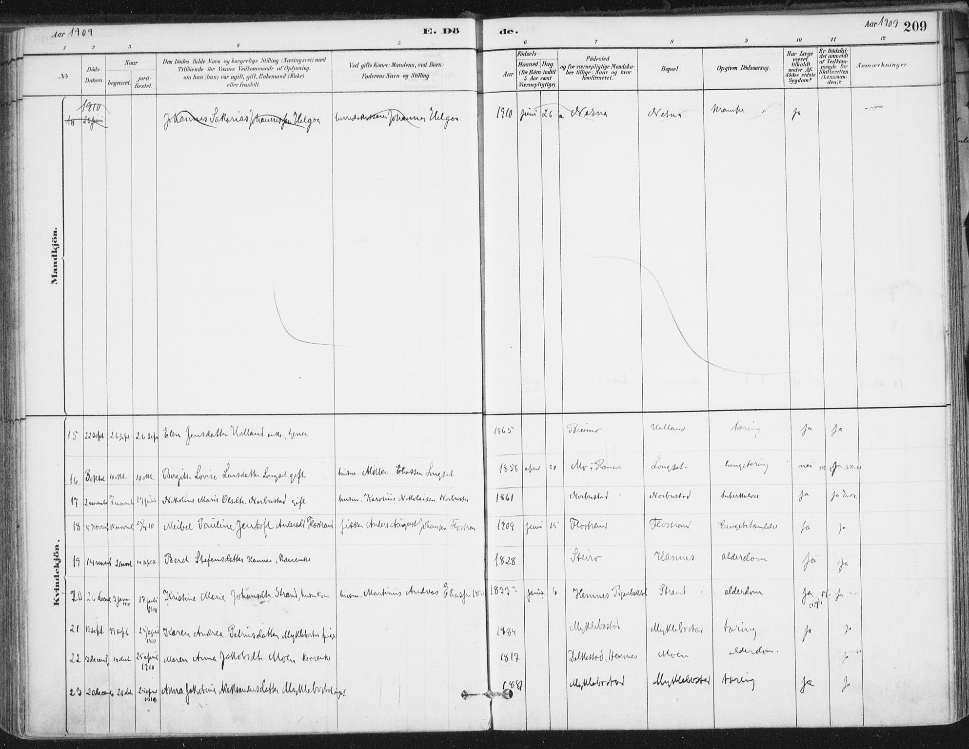 Ministerialprotokoller, klokkerbøker og fødselsregistre - Nordland, SAT/A-1459/838/L0553: Ministerialbok nr. 838A11, 1880-1910, s. 209