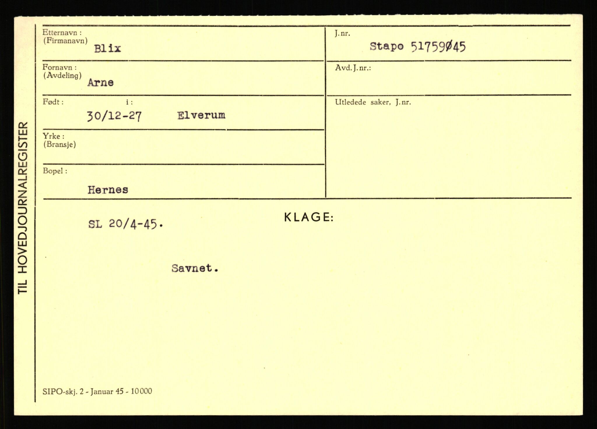 Statspolitiet - Hovedkontoret / Osloavdelingen, AV/RA-S-1329/C/Ca/L0002: Arneberg - Brand, 1943-1945, s. 4279