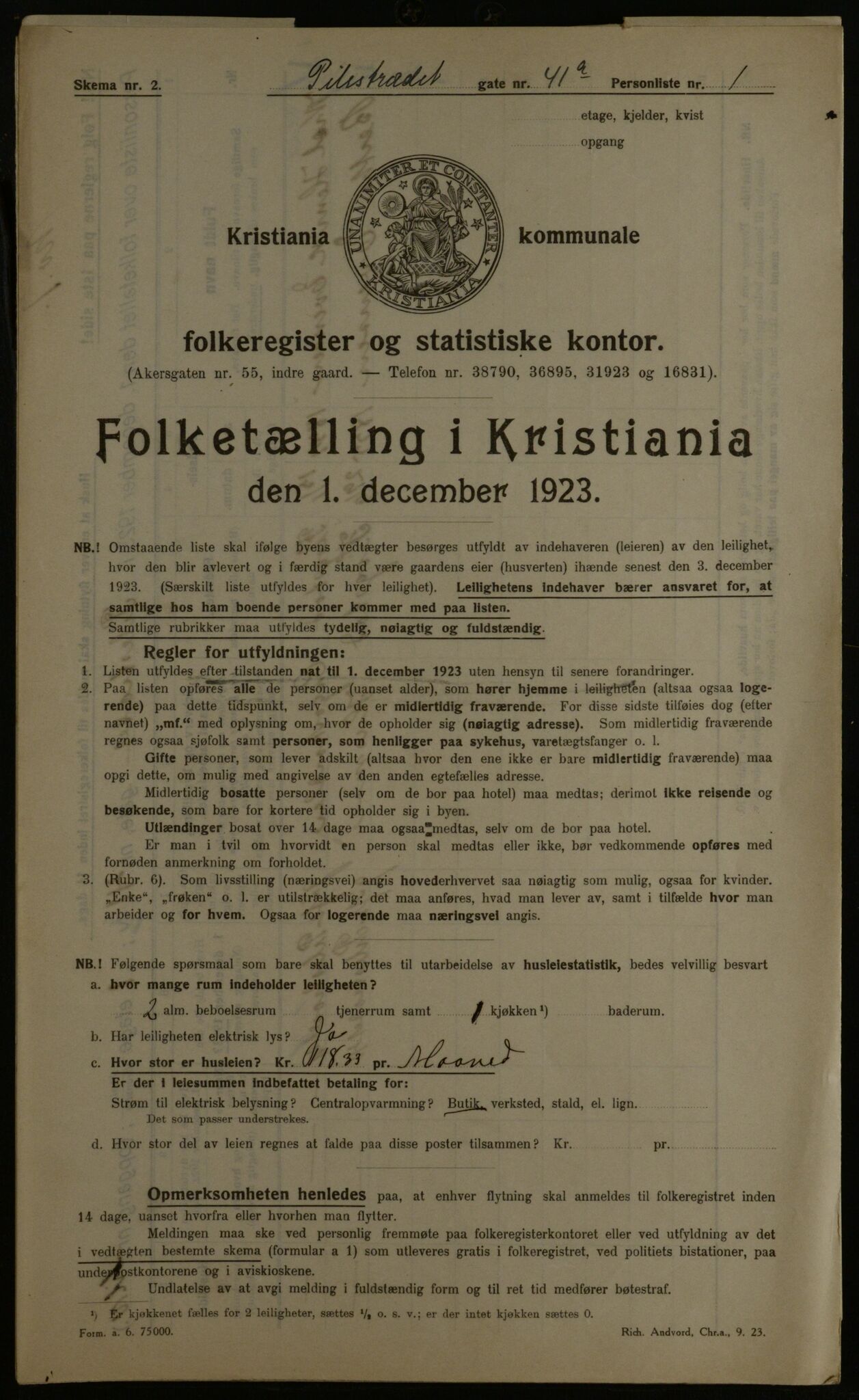 OBA, Kommunal folketelling 1.12.1923 for Kristiania, 1923, s. 87410