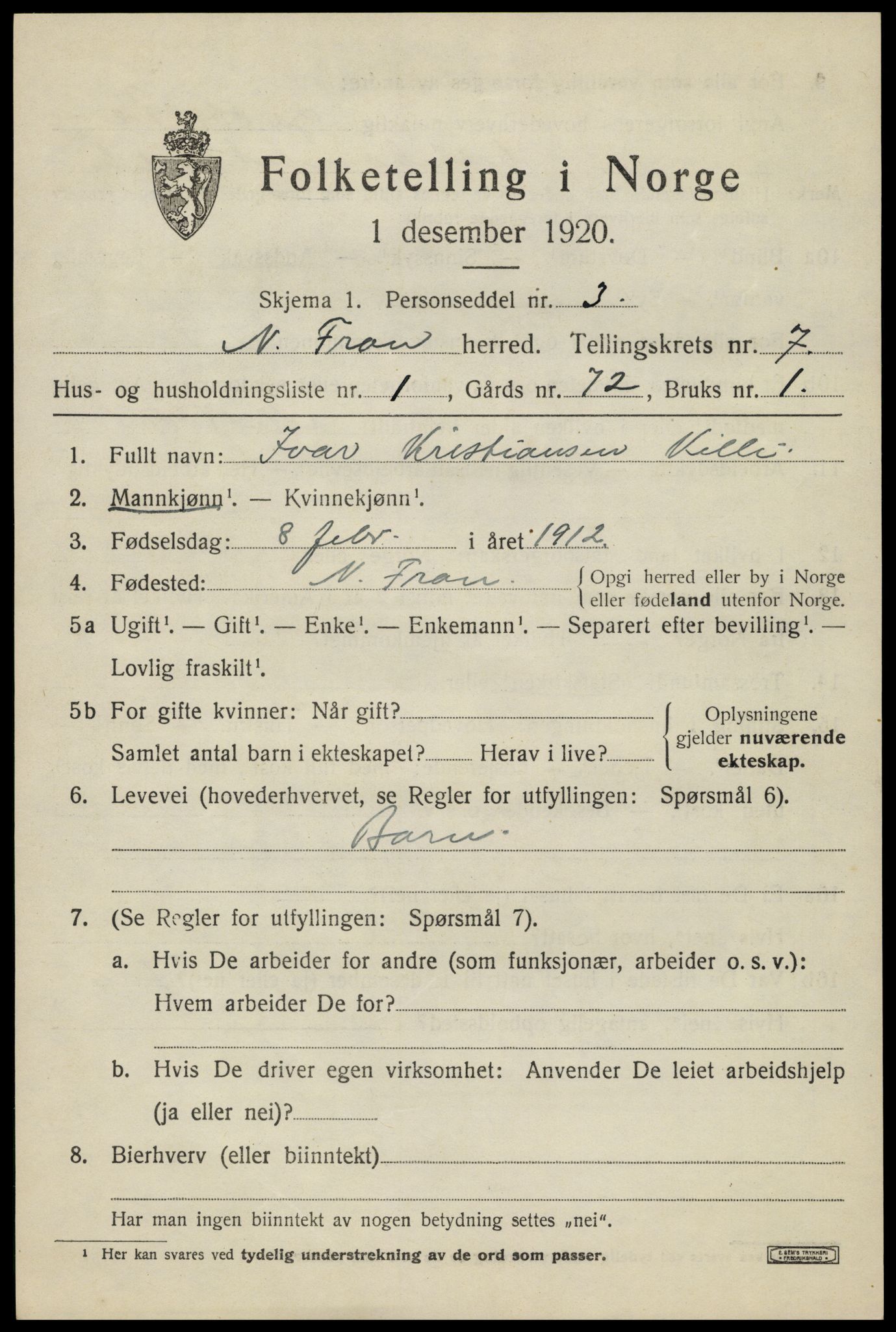 SAH, Folketelling 1920 for 0518 Nord-Fron herred, 1920, s. 5980