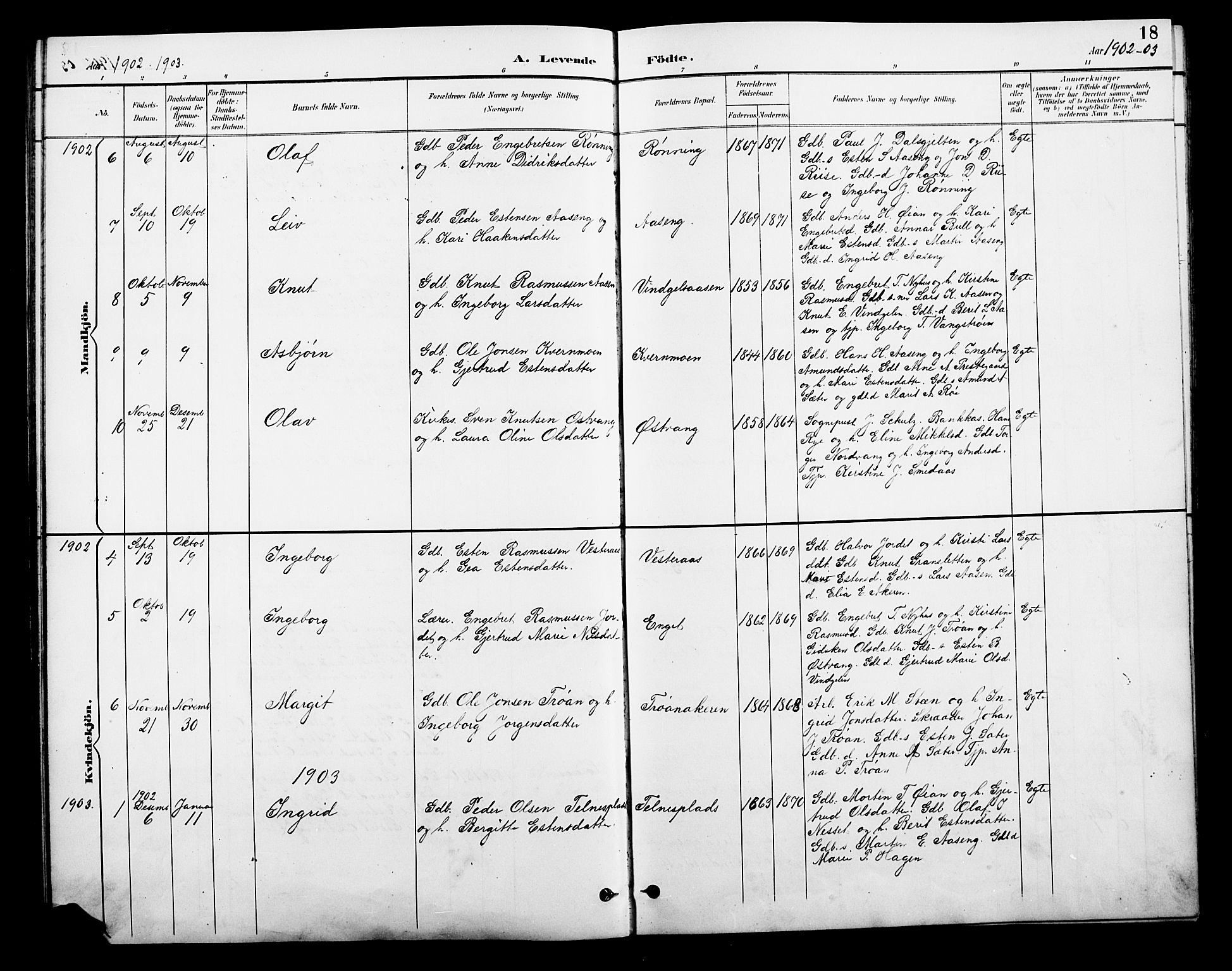 Tolga prestekontor, AV/SAH-PREST-062/L/L0010: Klokkerbok nr. 10, 1894-1918, s. 18